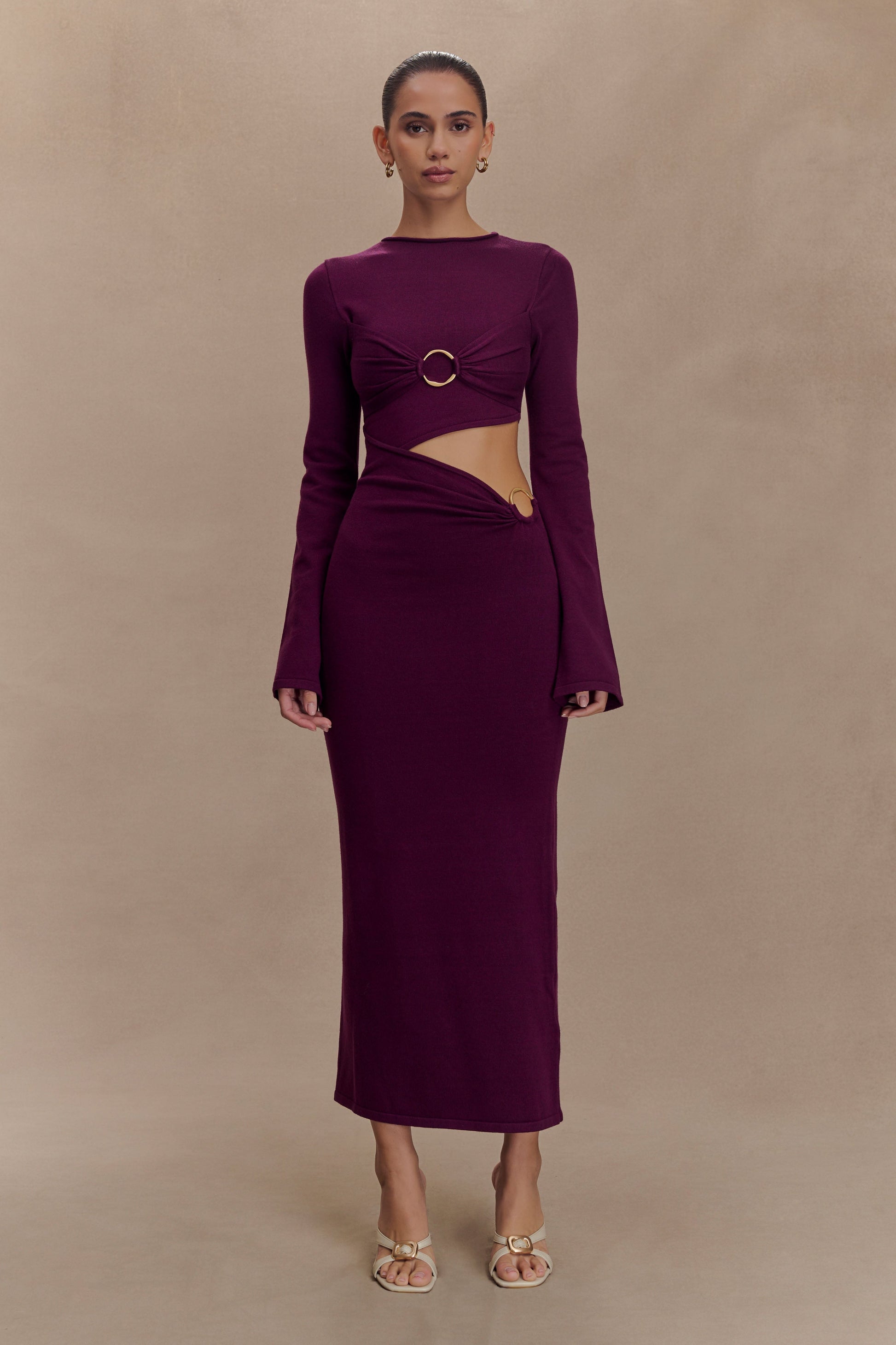 Azariah Long Sleeve Knit Midi Dress / Plum | MESHKI | 3XL Azariah Long Sleeve Knit Midi Dress / Plum | MESHKI | 3XL