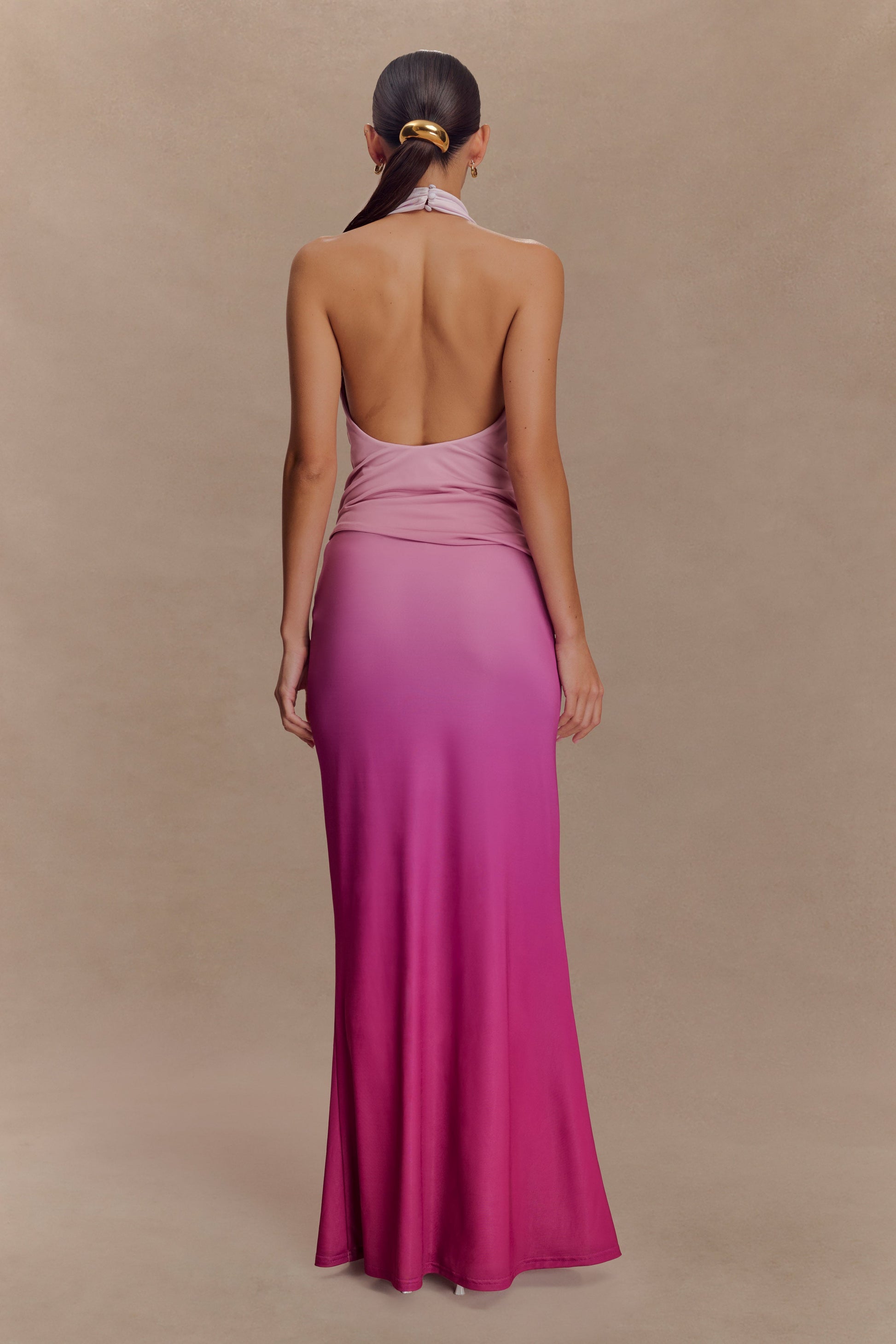 Bruna Slinky Fishtail Maxi Skirt / Ombre Pink | MESHKI | XS Bruna Slinky Fishtail Maxi Skirt / Ombre Pink | MESHKI | XS