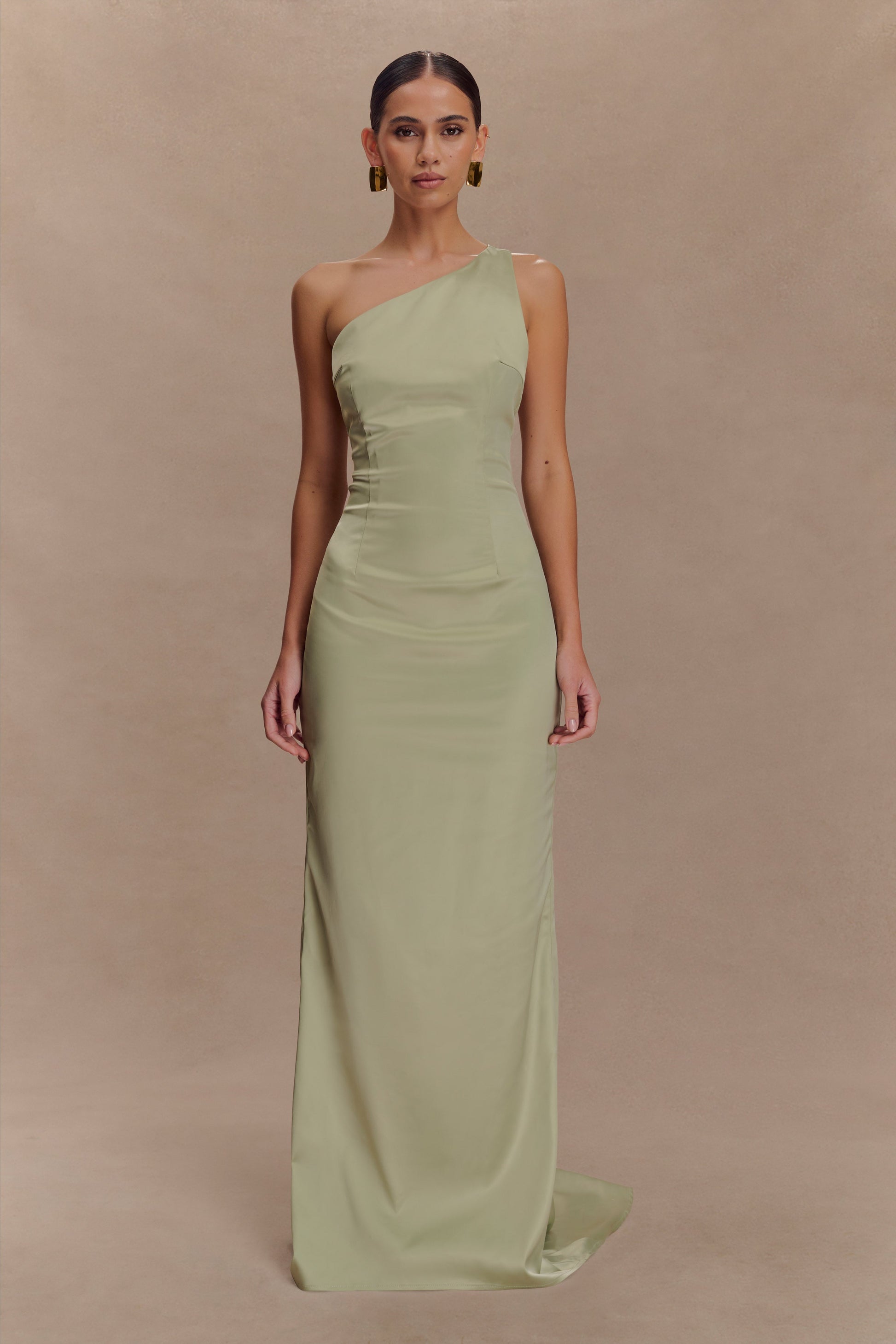 Harper One Shoulder Gown / Sage | Meshki | XXS Harper One Shoulder Gown / Sage | Meshki | XXS