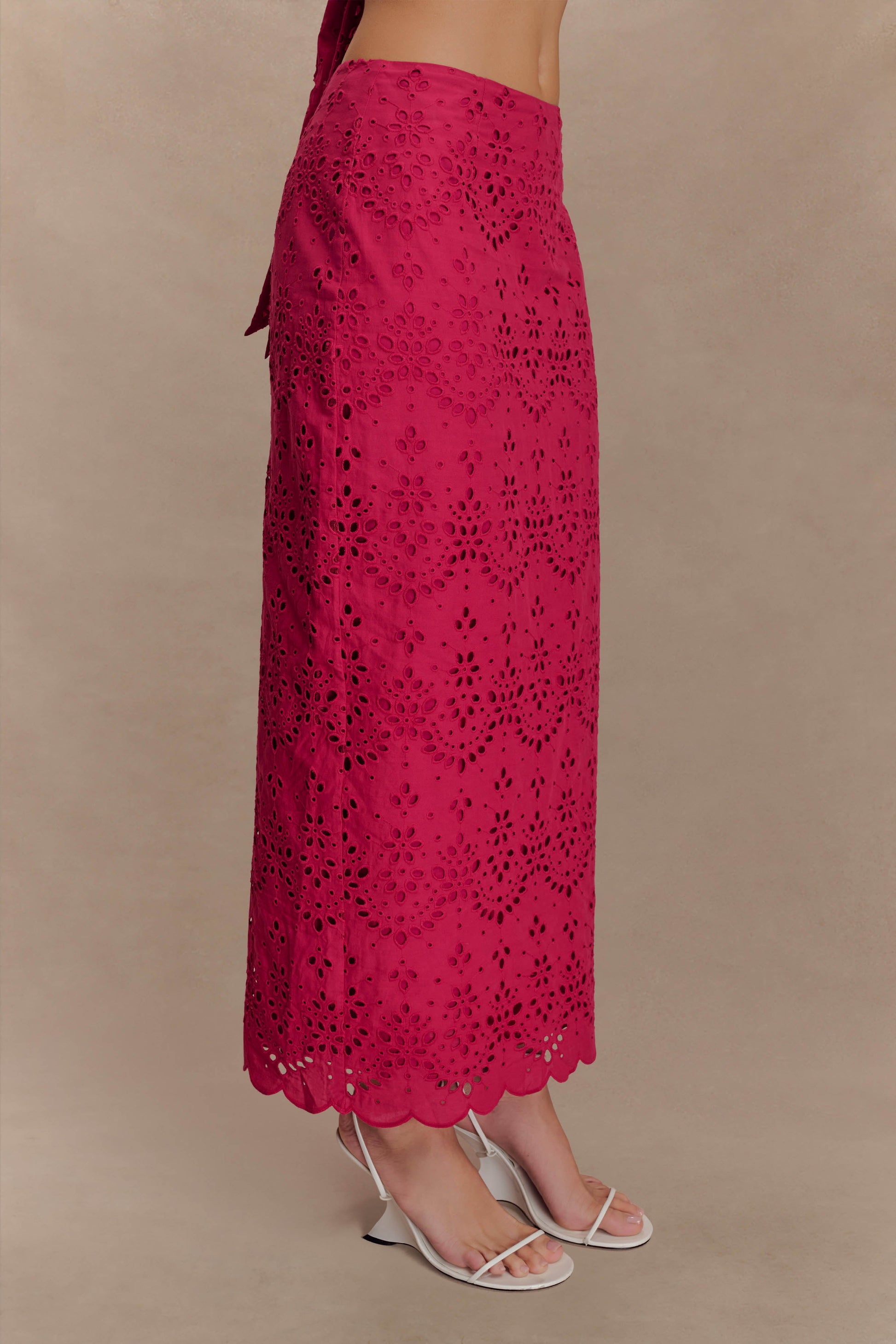 Kensley Broderie Midi Skirt - Dragonfruit #4