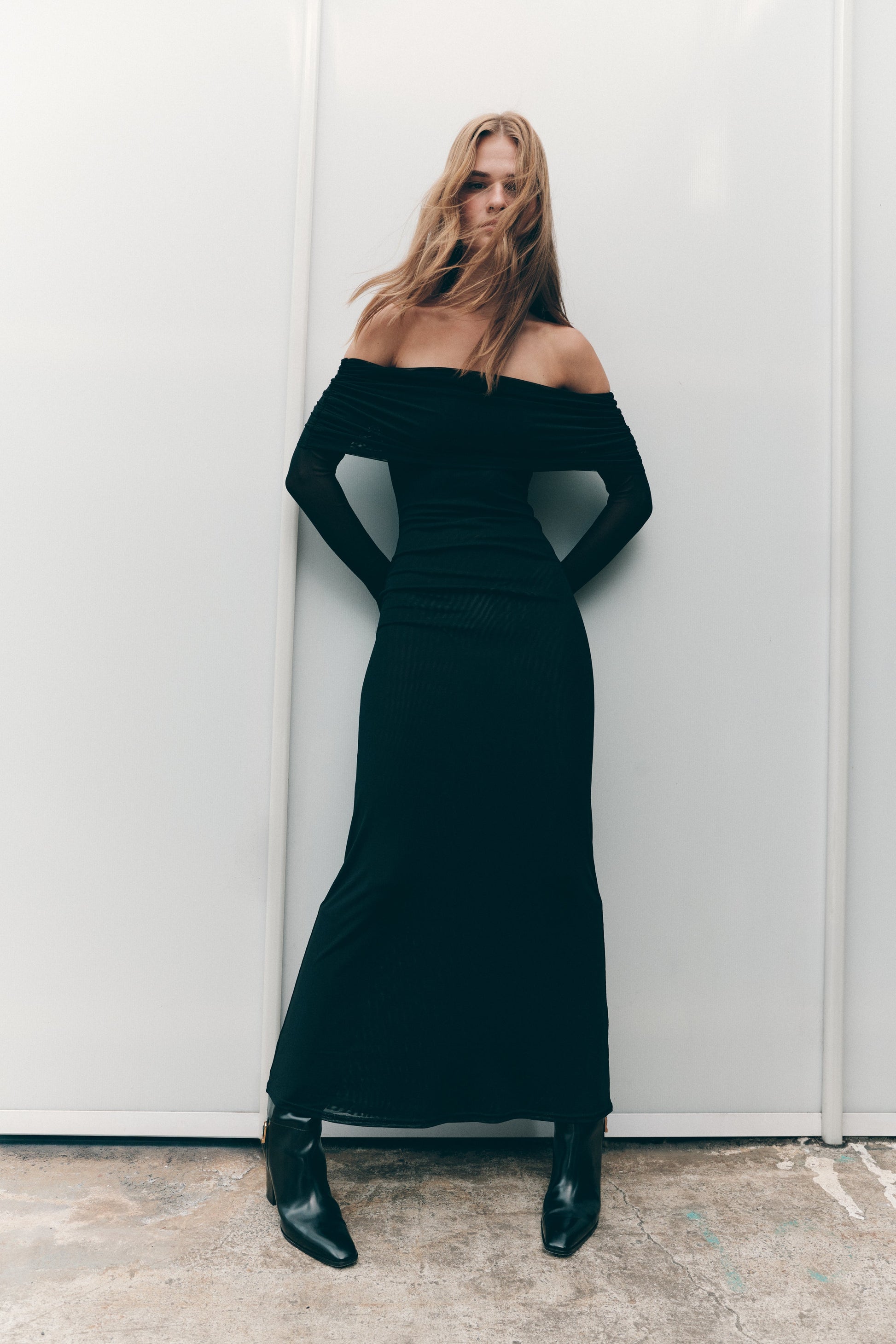 Josie Off Shoulder Mesh Maxi Dress - Black | MESHKI US Josie Off Shoulder Mesh Maxi Dress - Black | MESHKI US