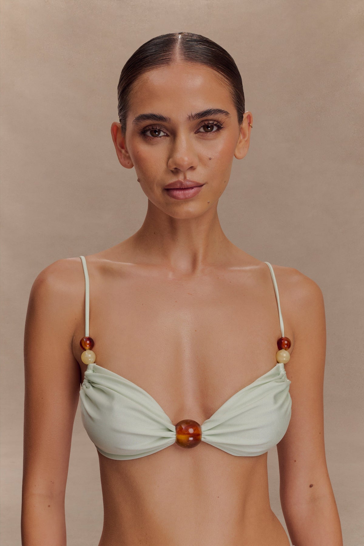 Meshki Memphis Beaded Bikini Top - Mint