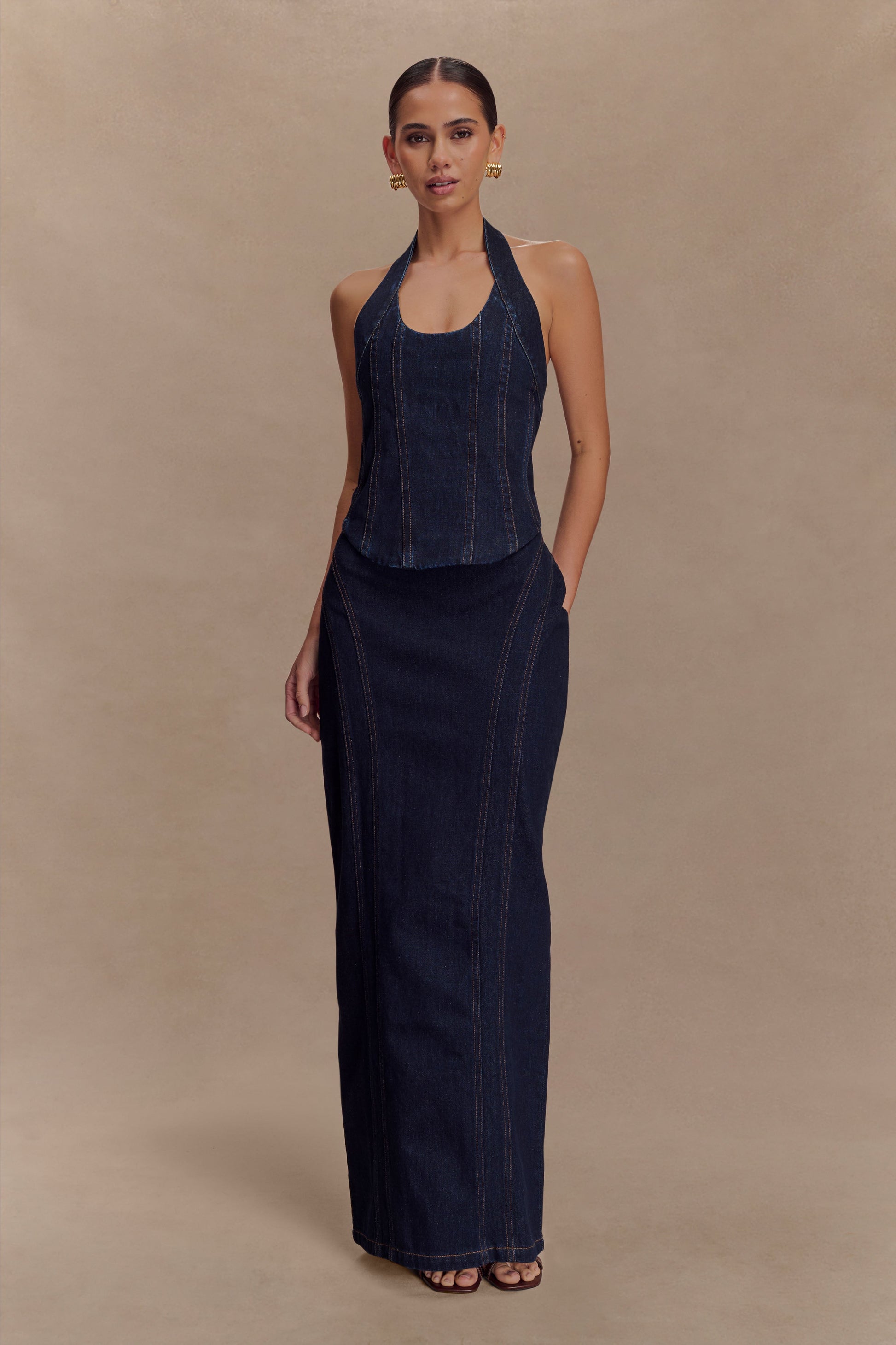 Alma Denim Maxi Skirt / Indigo Blue | MESHKI