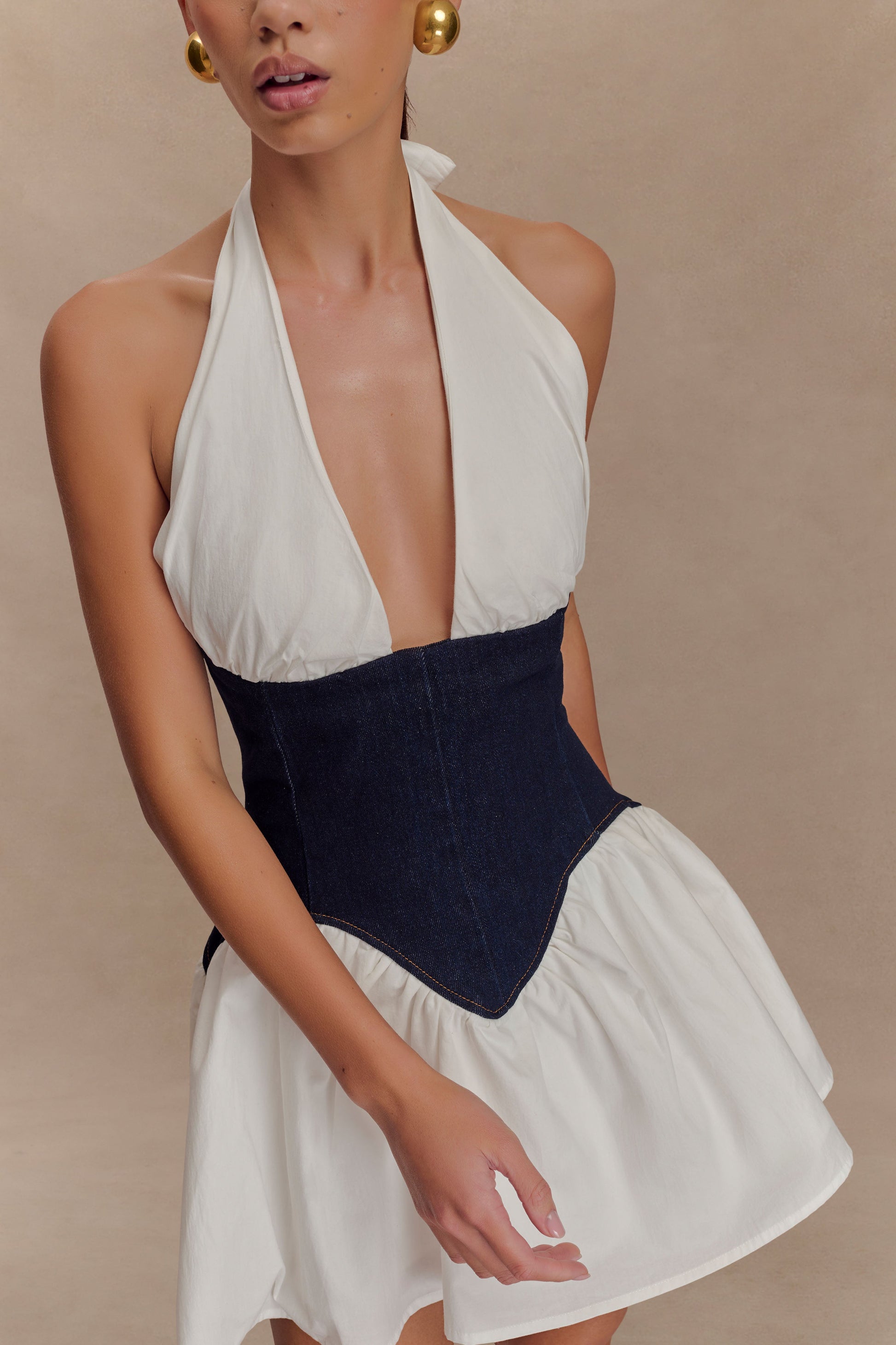 Merlyn Denim Cotton Mini Dress / Indigo Blue | MESHKI