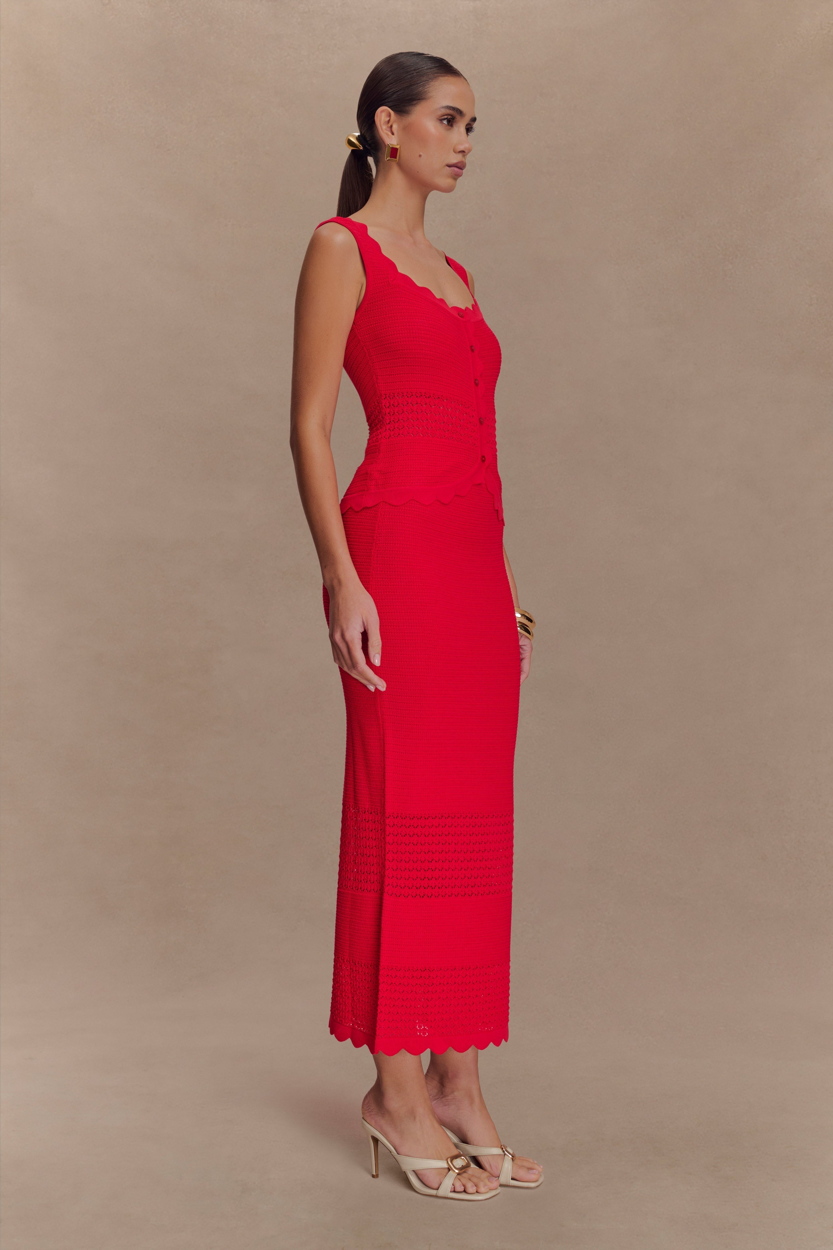 Micah Scalloped Knit Midi Skirt