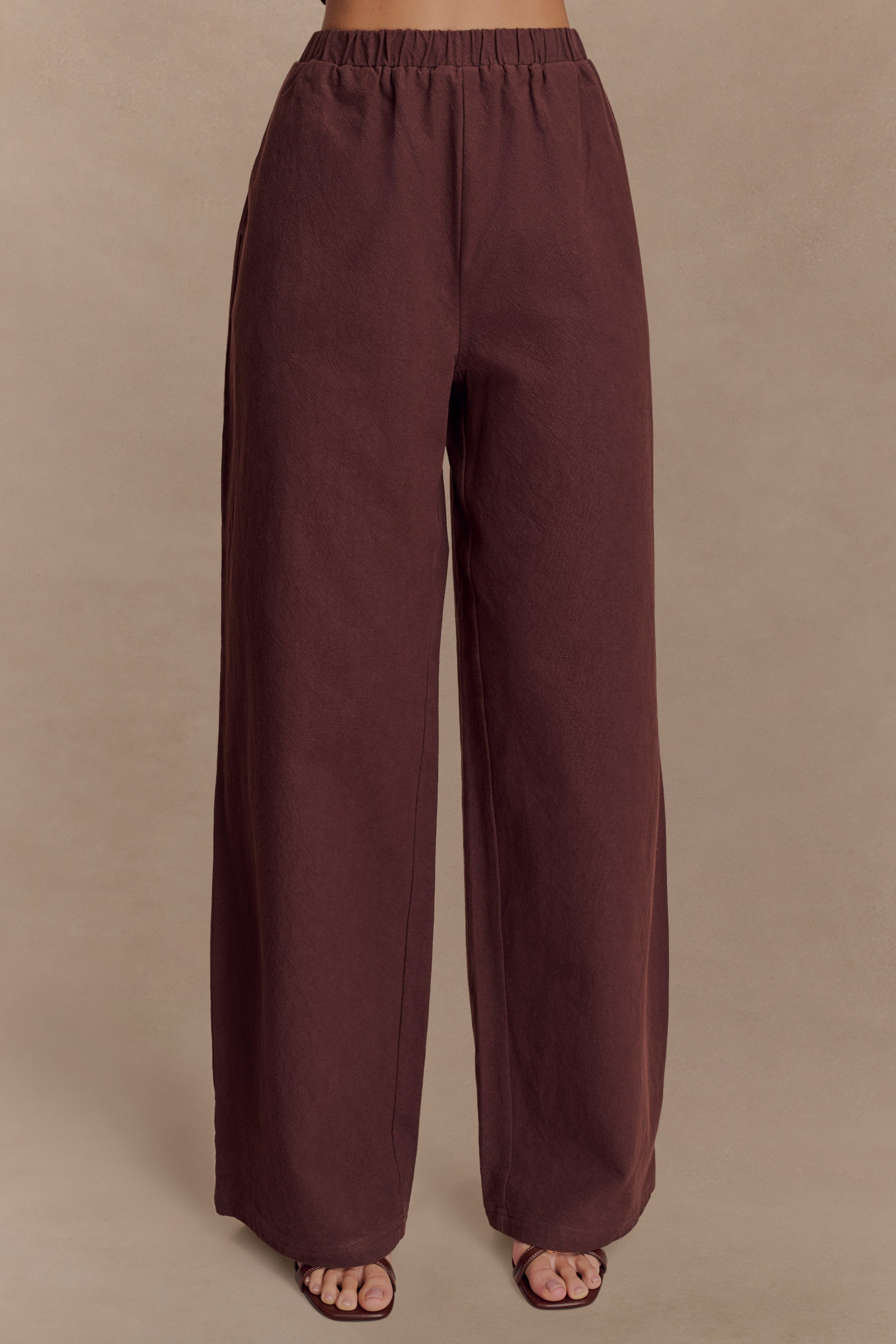 Janayia Cotton Wide Leg Pants - Dark Espresso | MESHKI US
