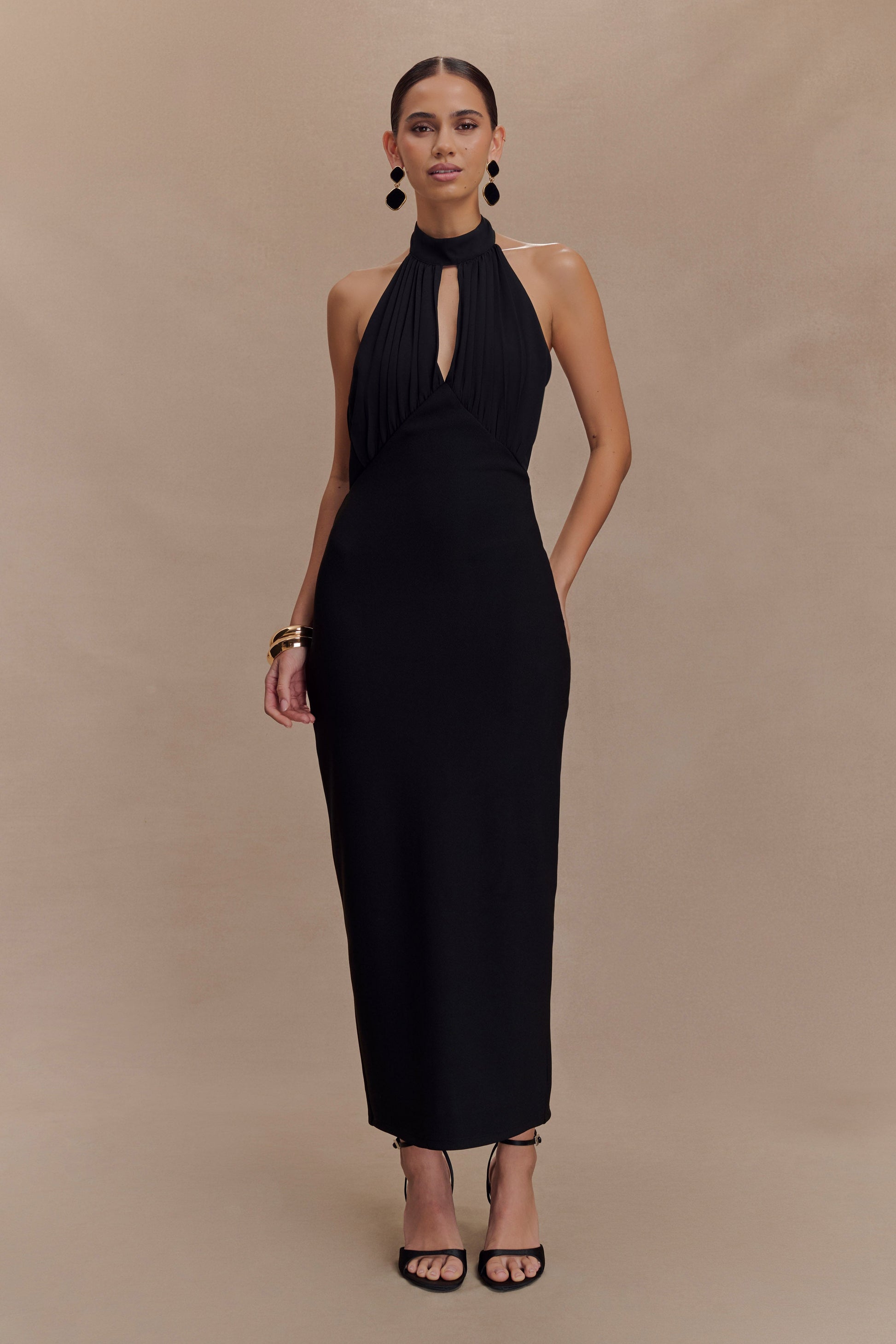 Mierah Halter Midi Dress / Black | MESHKI | XS Mierah Halter Midi Dress / Black | MESHKI | XS
