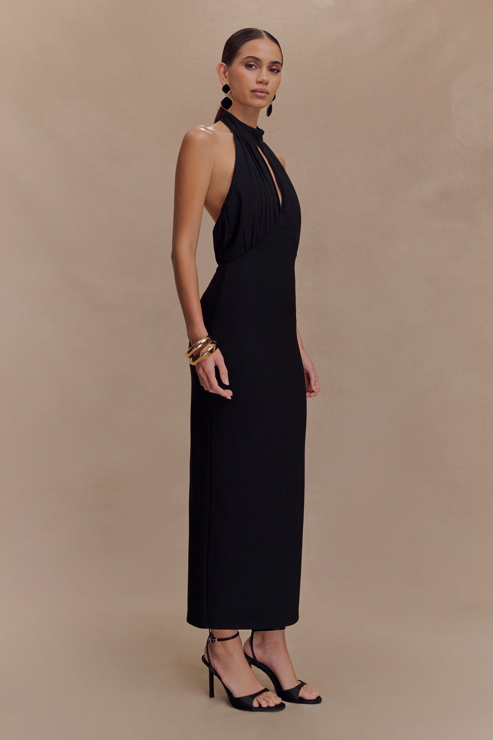 Mierah Halter Midi Dress / Black | MESHKI | XS Mierah Halter Midi Dress / Black | MESHKI | XS