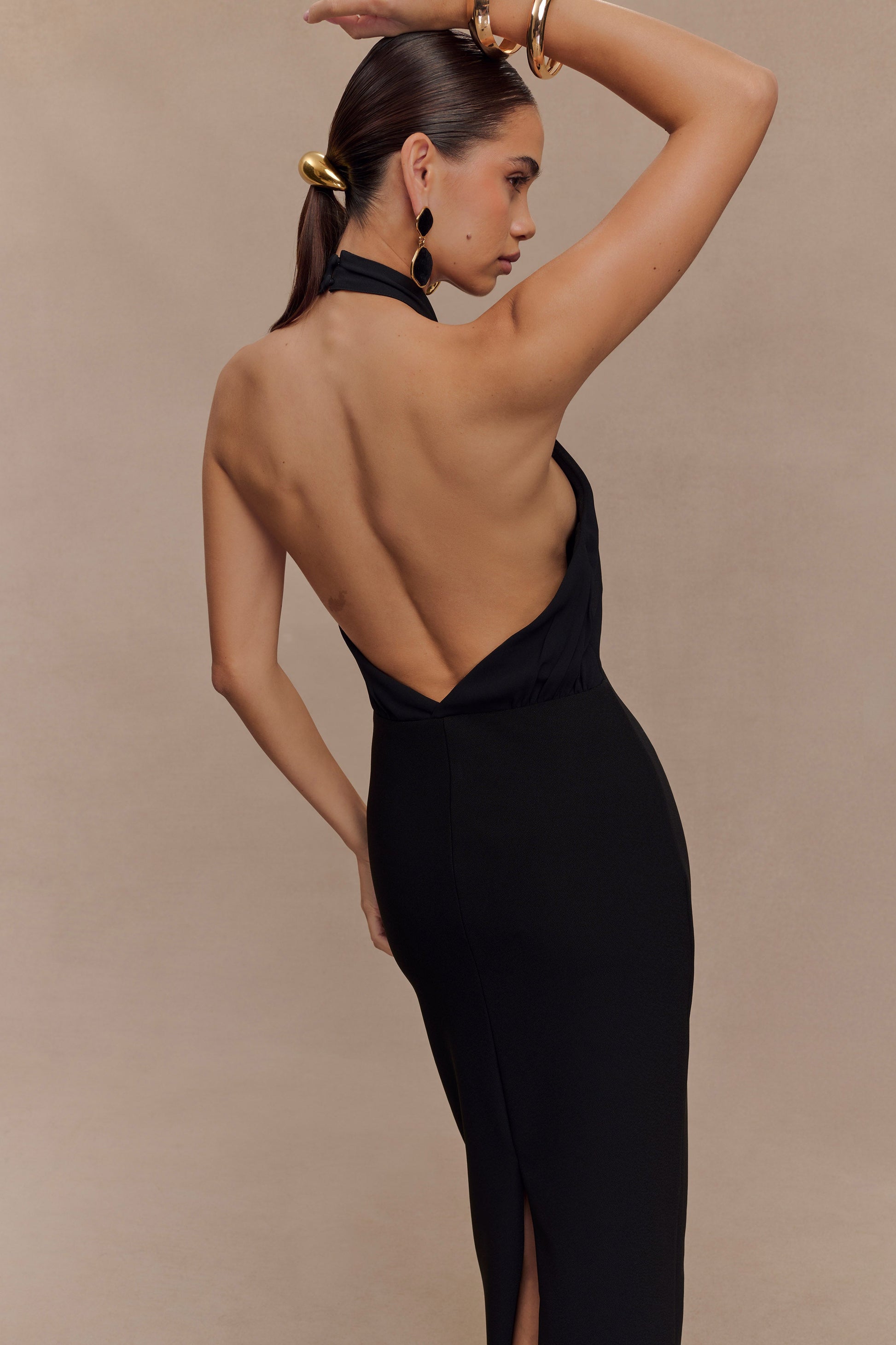 Mierah Halter Midi Dress - Black Xs Mierah Halter Midi Dress - Black Xs