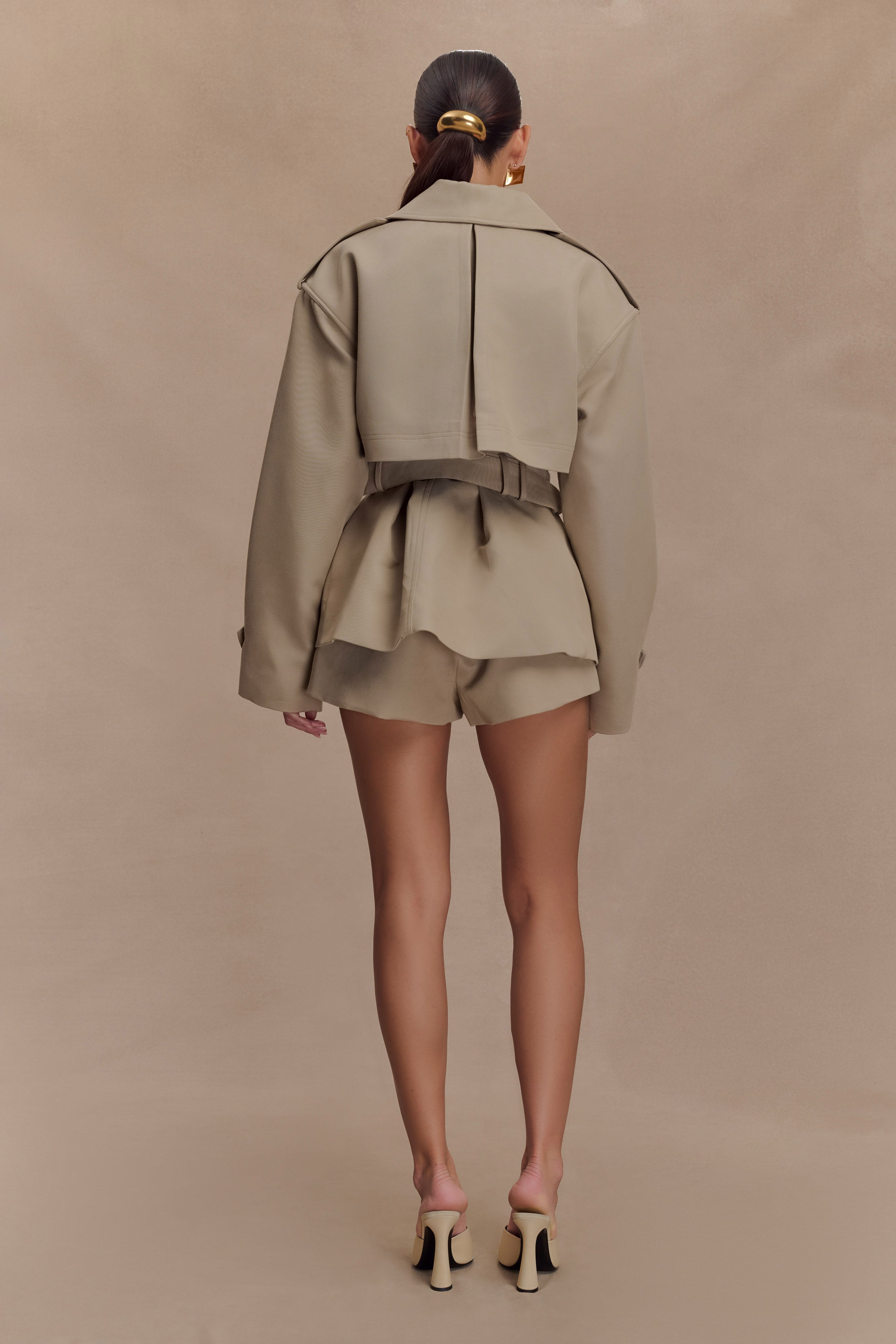 Alden Short Trench Jacket - Pebble | MESHKI US