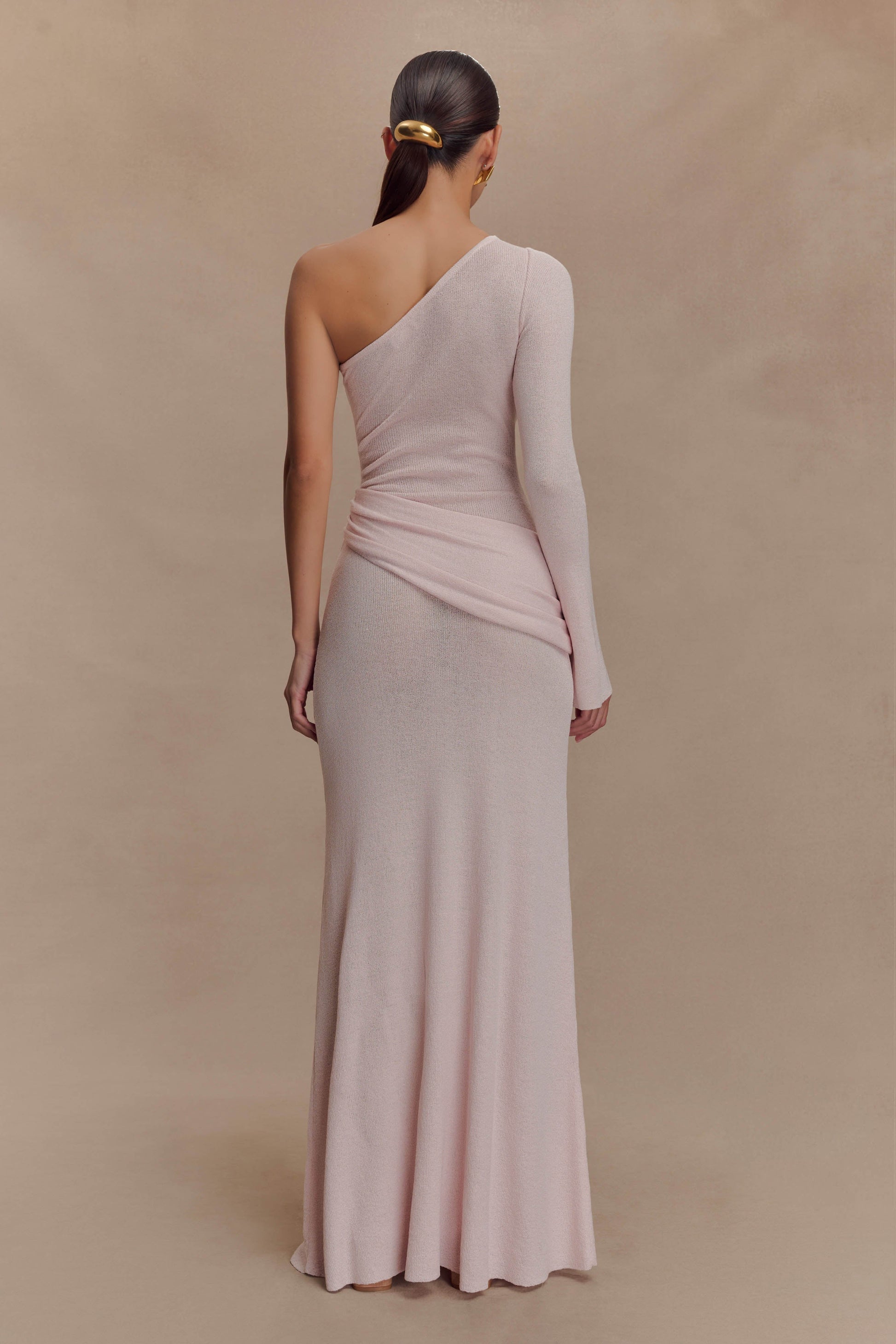 Alexius One Shoulder Knit Maxi Dress - Dusty Pink #3