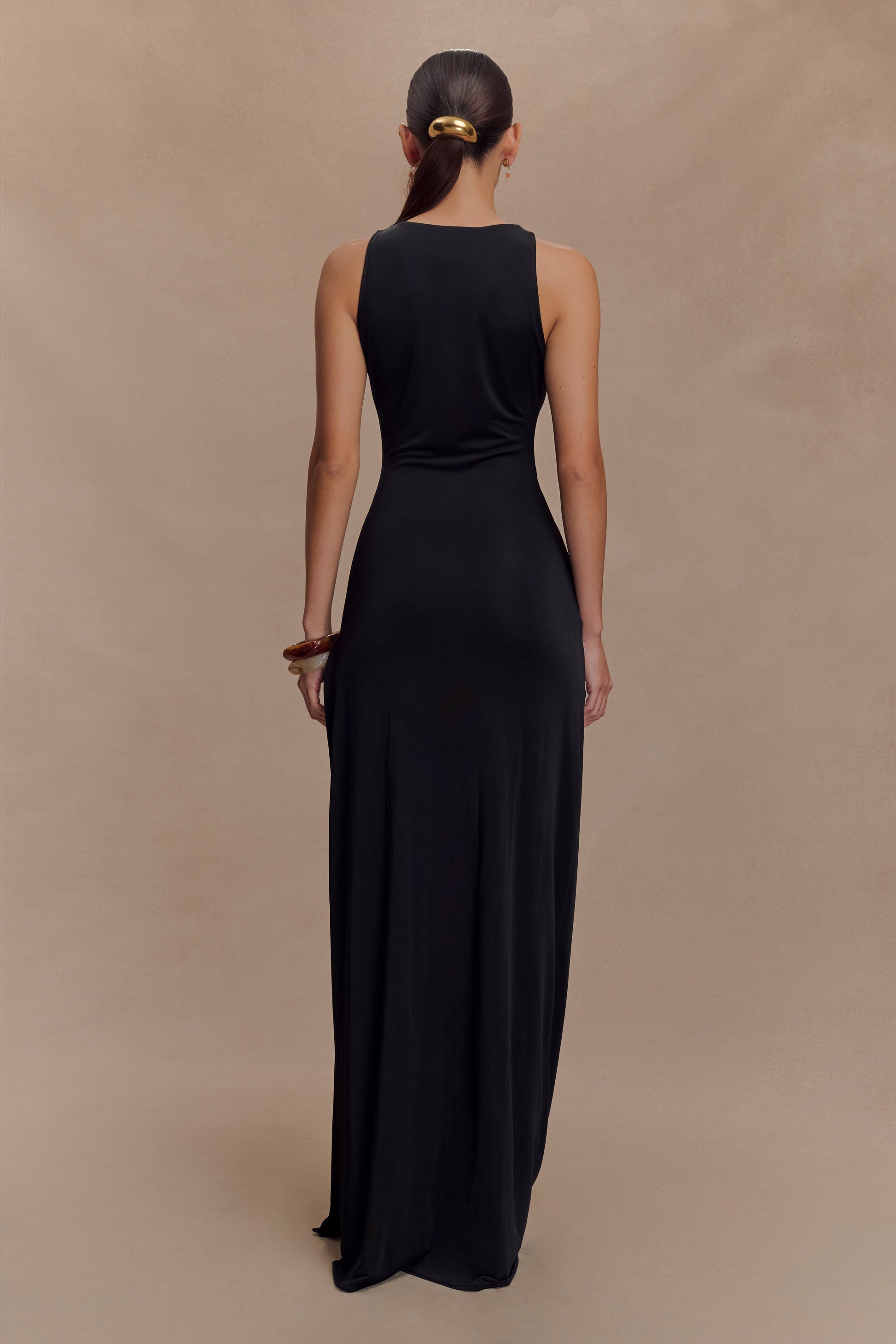 Kaiden Slinky Beaded Maxi Dress / Black | MESHKI | L Kaiden Slinky Beaded Maxi Dress / Black | MESHKI | L