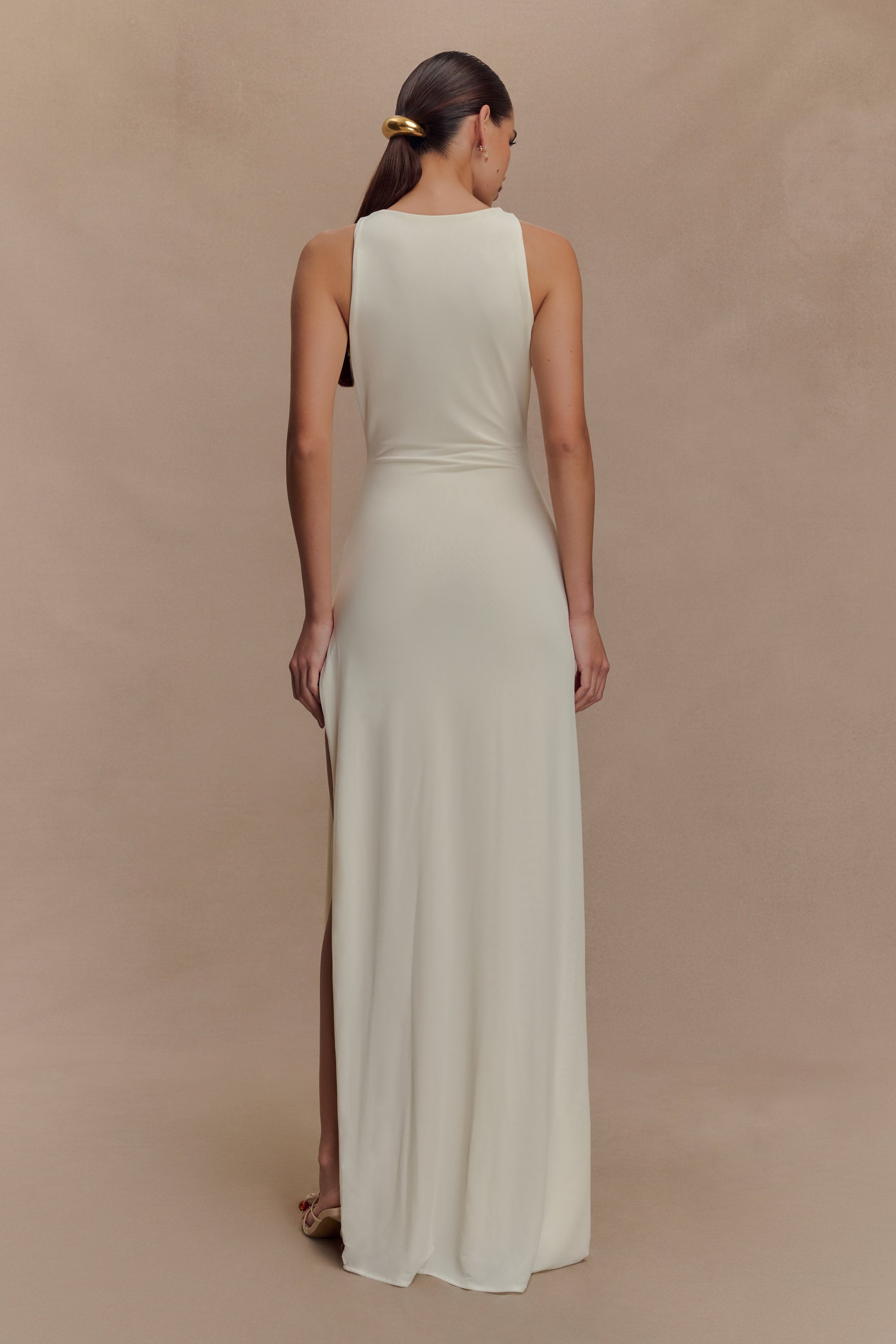 Kaiden Slinky Beaded Maxi Dress / Ivory | MESHKI | XL Kaiden Slinky Beaded Maxi Dress / Ivory | MESHKI | XL
