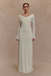 Therese Off Shoulder Ruched Maxi Dress - Ivory