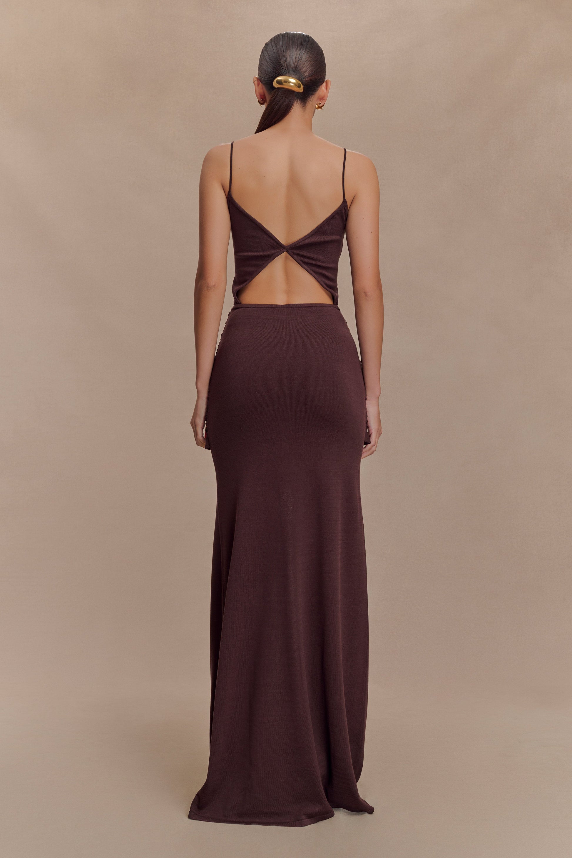 Reama Wrap Over Knit Maxi Dress / Chocolate | MESHKI | 3XL Reama Wrap Over Knit Maxi Dress / Chocolate | MESHKI | 3XL