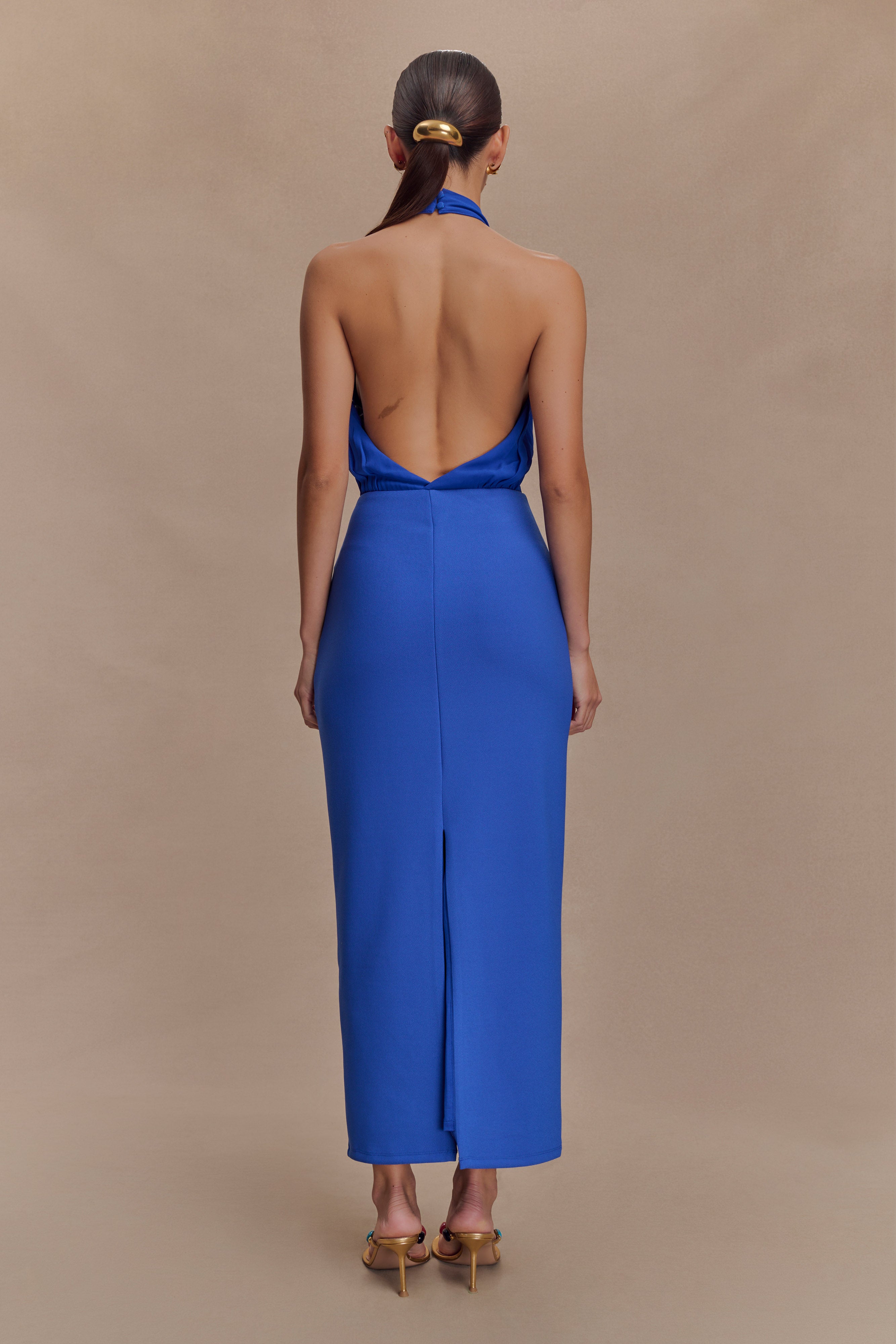Mierah Halter Midi Dress - Cobalt Blue | MESHKI US