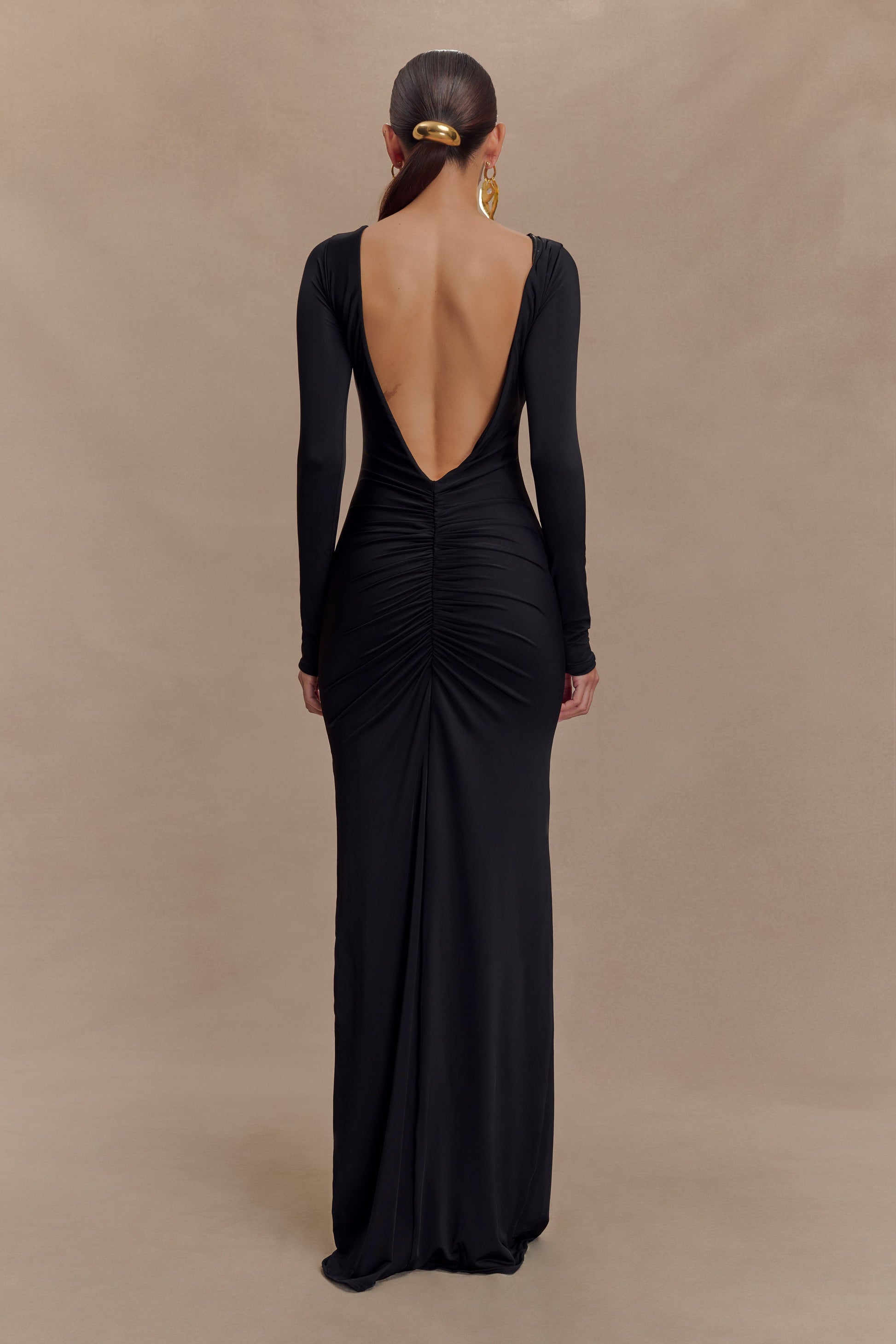 Louisa Long Sleeve Slinky Maxi Dress - Black | MESHKI US Louisa Long Sleeve Slinky Maxi Dress - Black | MESHKI US