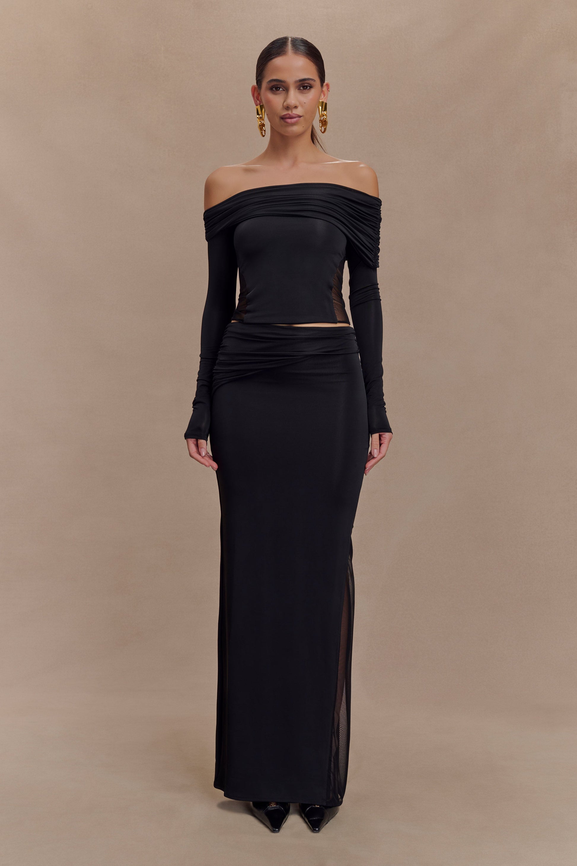 maxi dress with mesh skirt Rosalia Mesh Maxi Dress