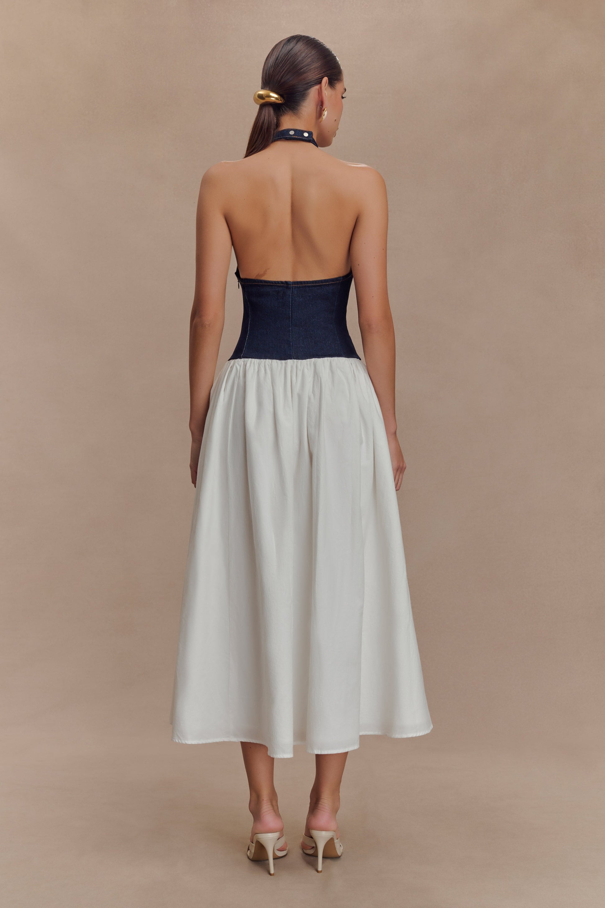 Ashwin Denim Cotton Midi Dress - Indigo Blue #2