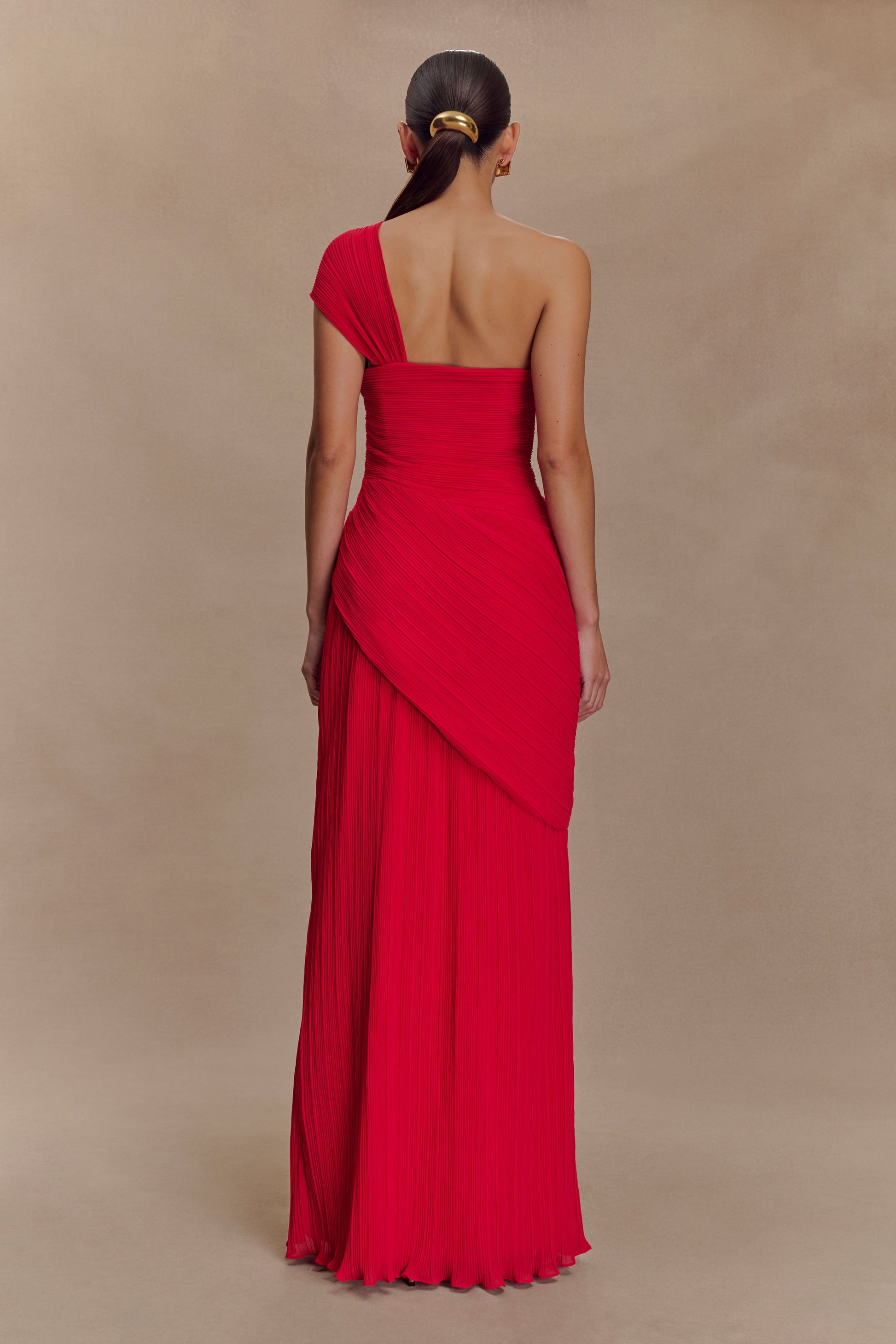 Tamara Shirred Chiffon Midi Dress - Red Tamara Shirred Chiffon Midi Dress - Red