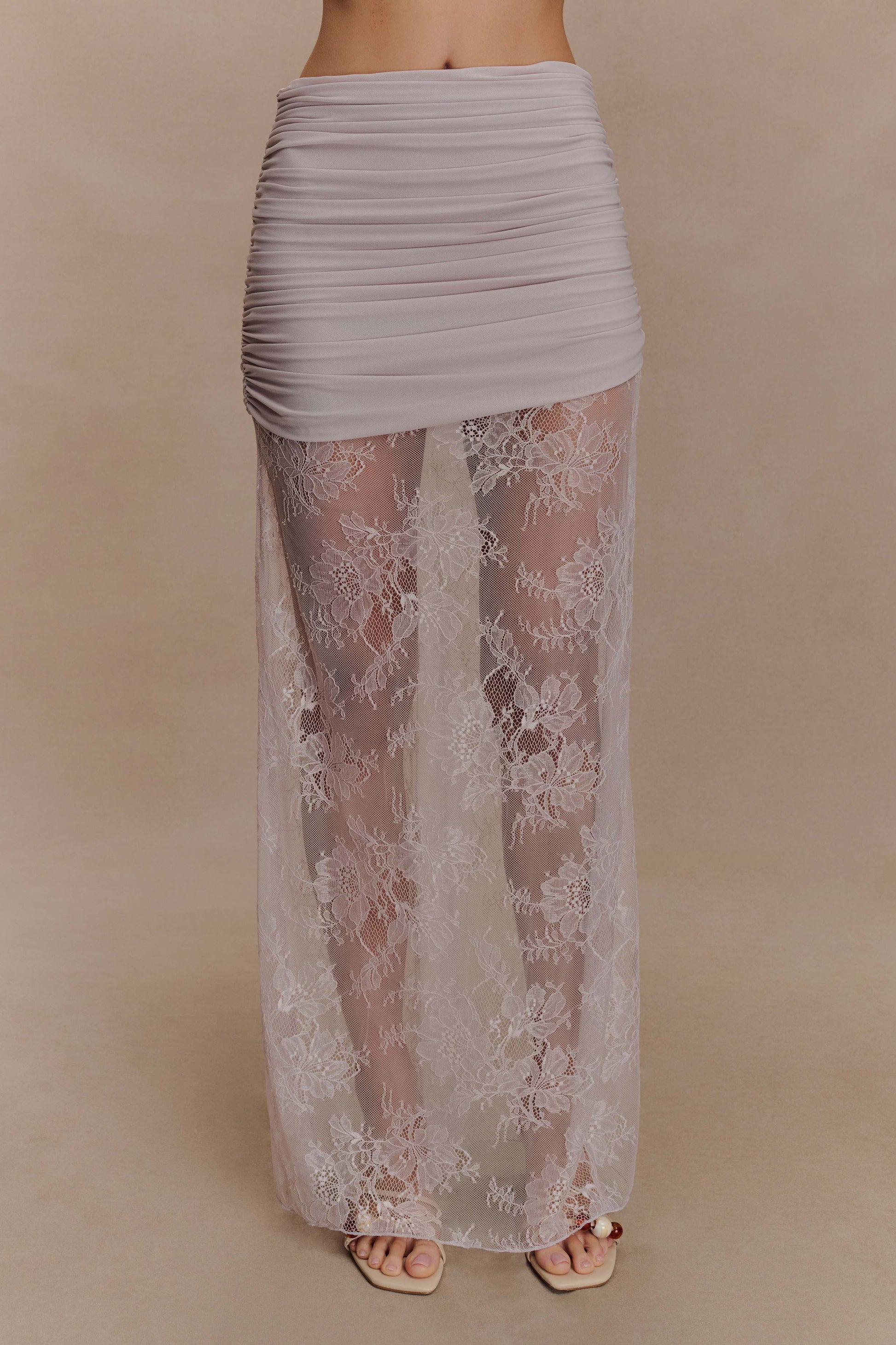 Guinevere Lace and Mesh Maxi Skirt / Lilac | Meshki | XL Guinevere Lace and Mesh Maxi Skirt / Lilac | Meshki | XL