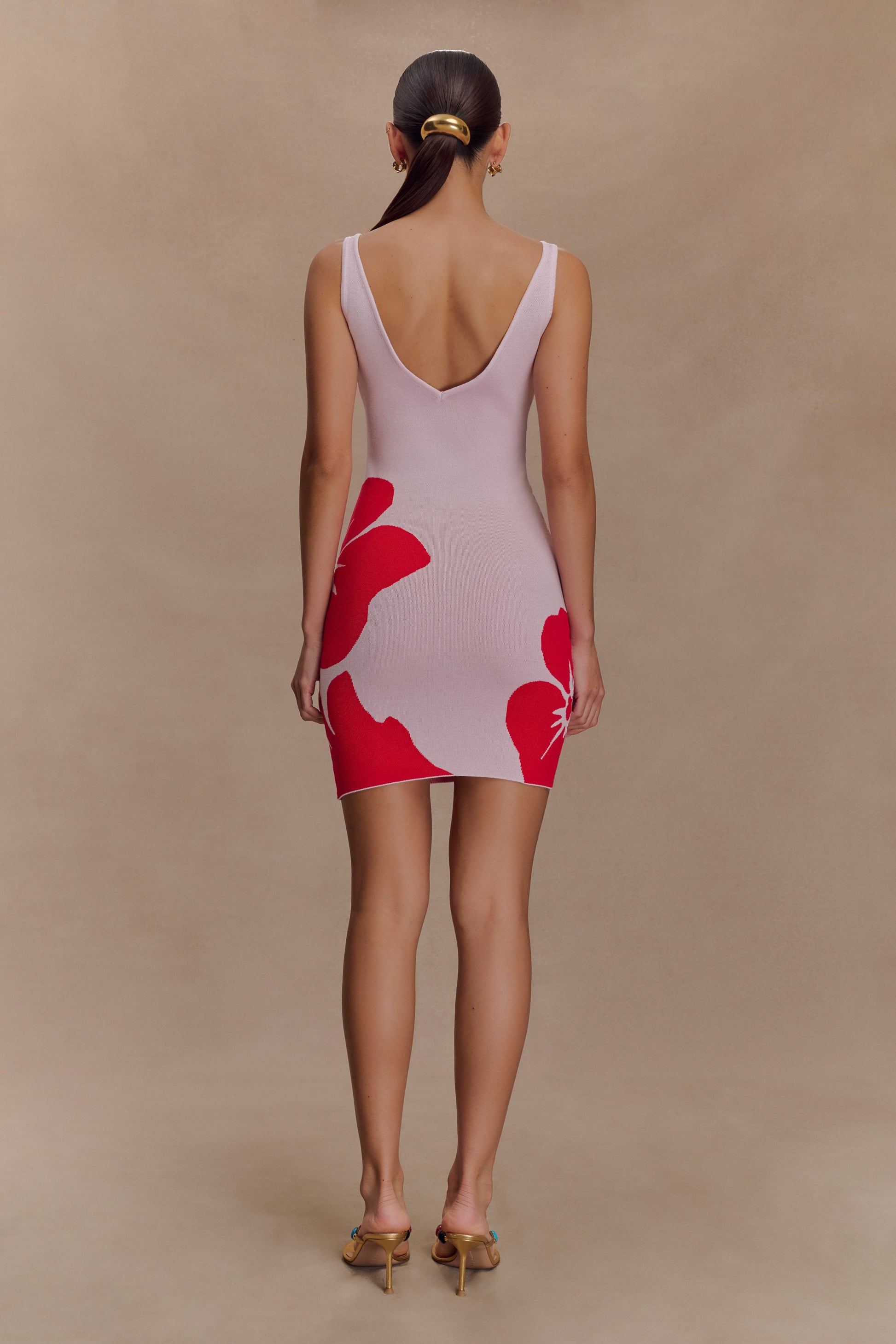 red printed mini dress Abstract Print Bubble Hem Cotton Mini Dress