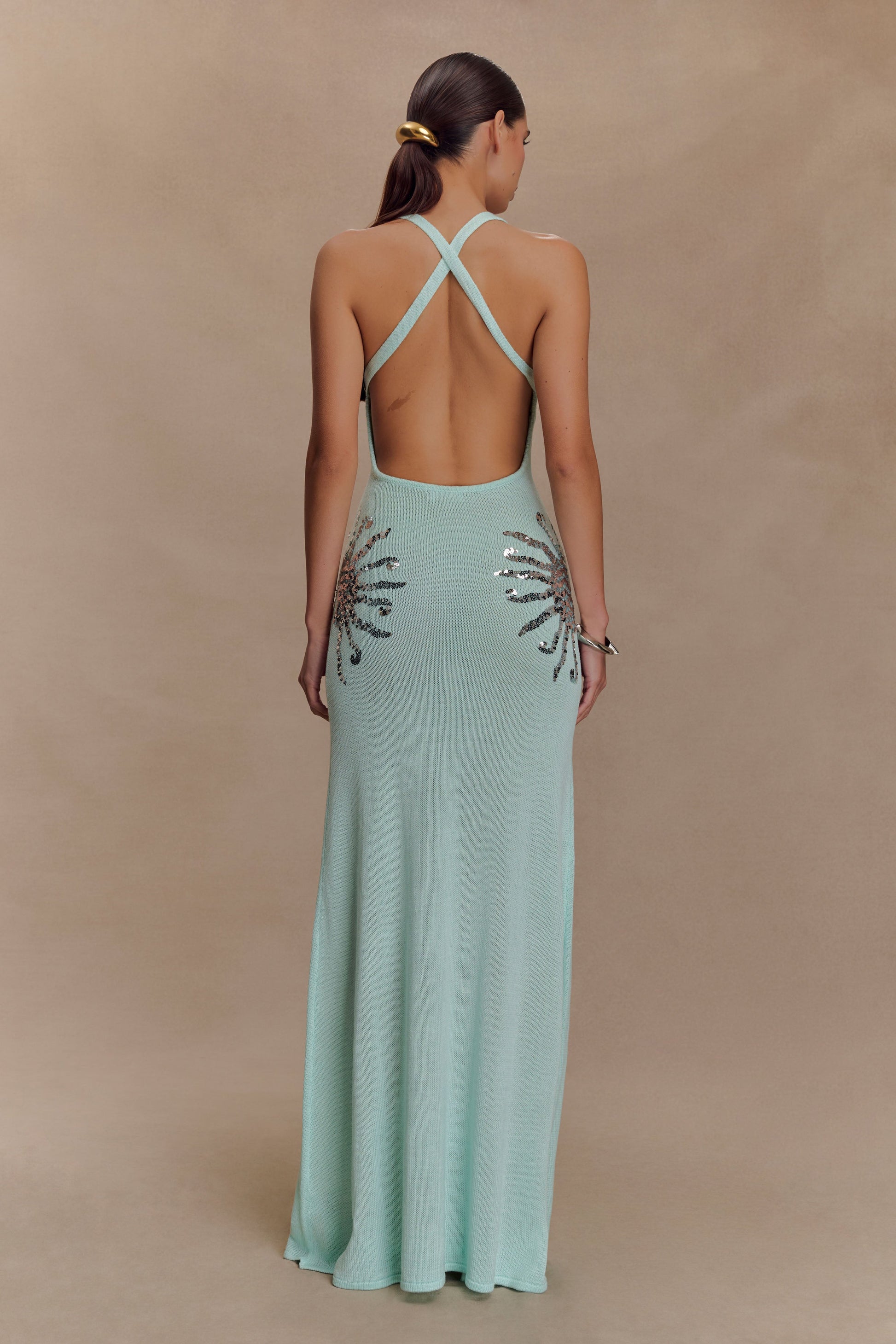 Ellington Knit Maxi Dress with Sequin / Lagoon | Meshki | Xs Ellington Knit Maxi Dress with Sequin / Lagoon | Meshki | Xs