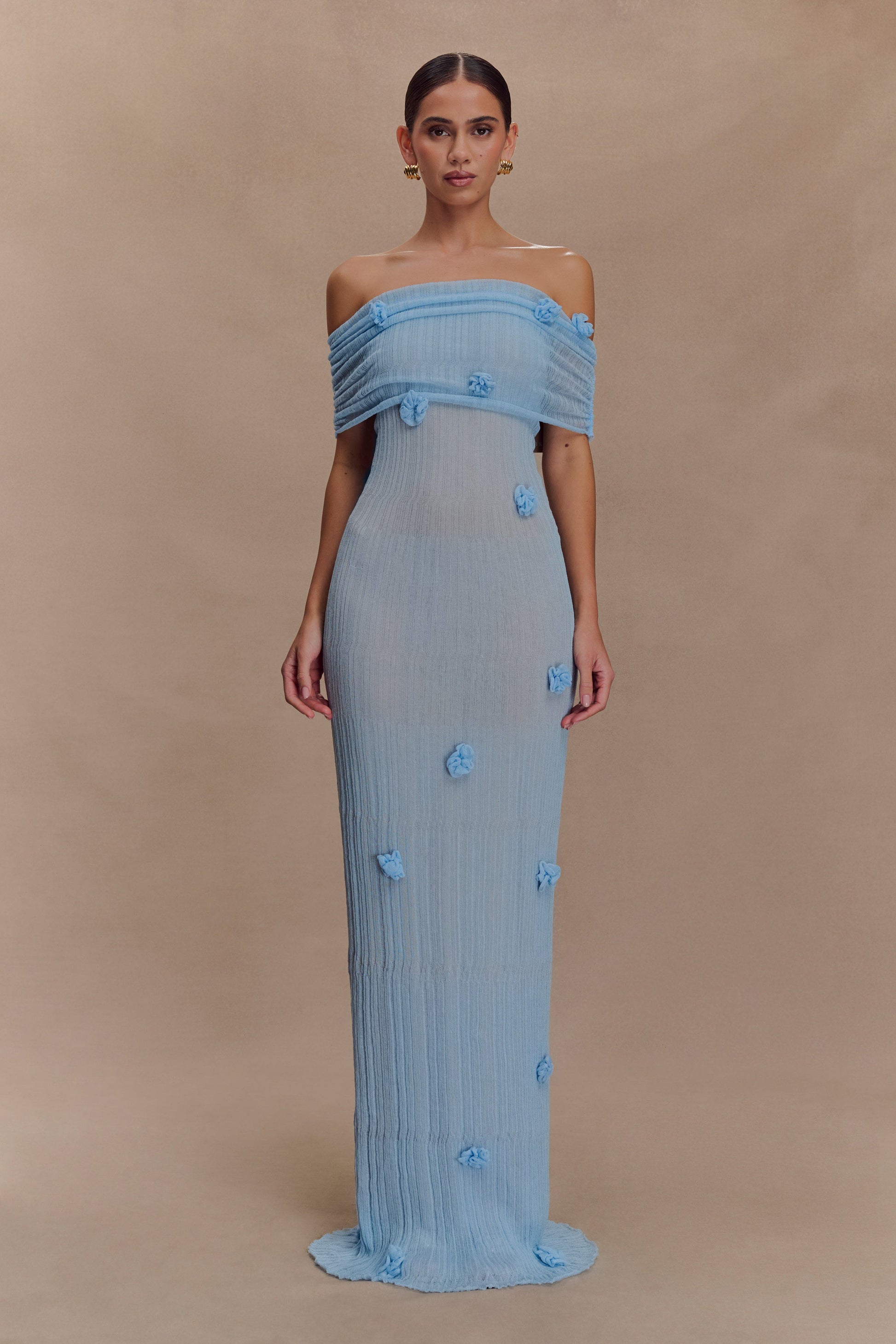 Brynn Orchid Knit Maxi Dress / Baby Blue | MESHKI