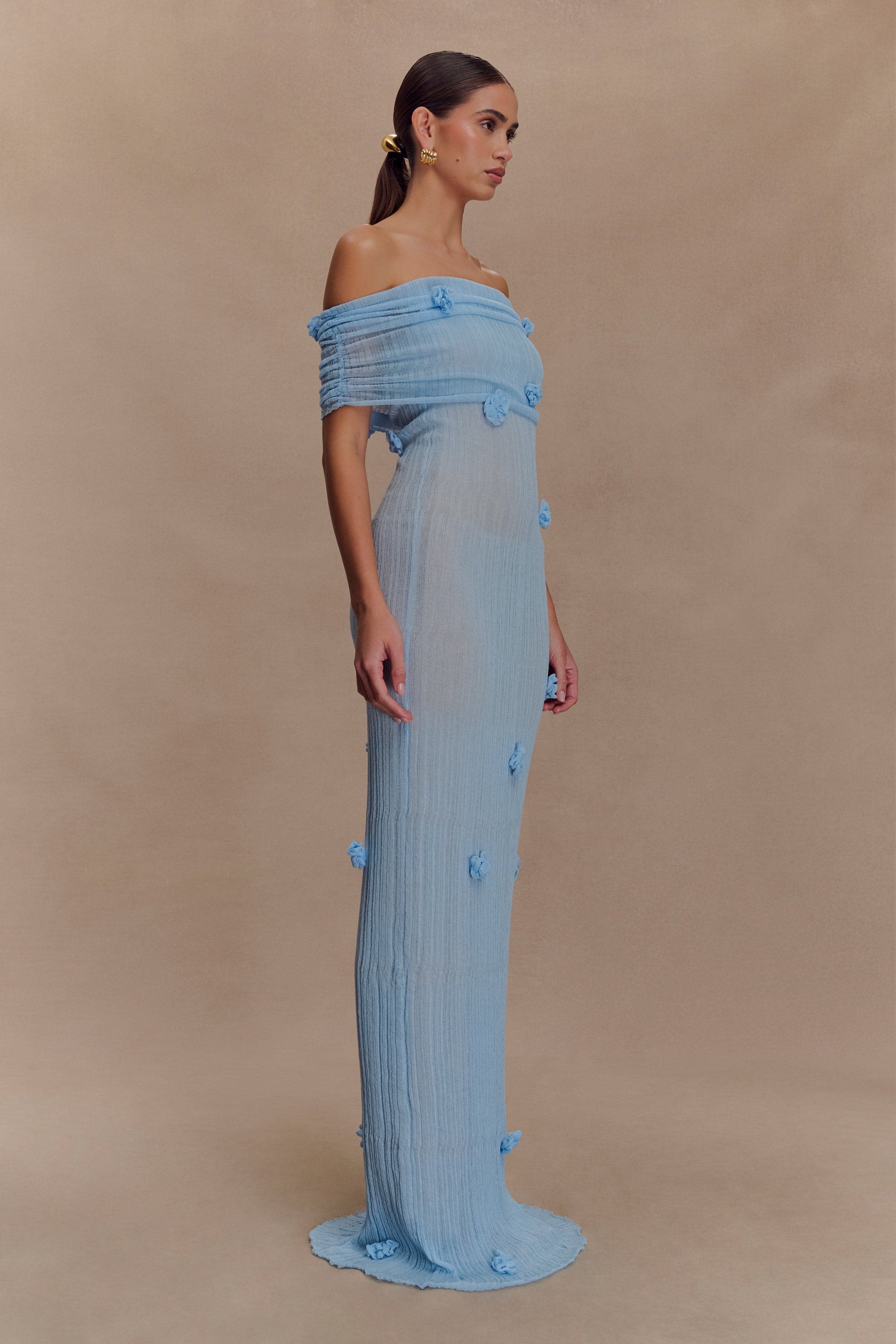 Brynn Orchid Knit Maxi Dress - Baby Blue | MESHKI US Brynn Orchid Knit Maxi Dress - Baby Blue | MESHKI US