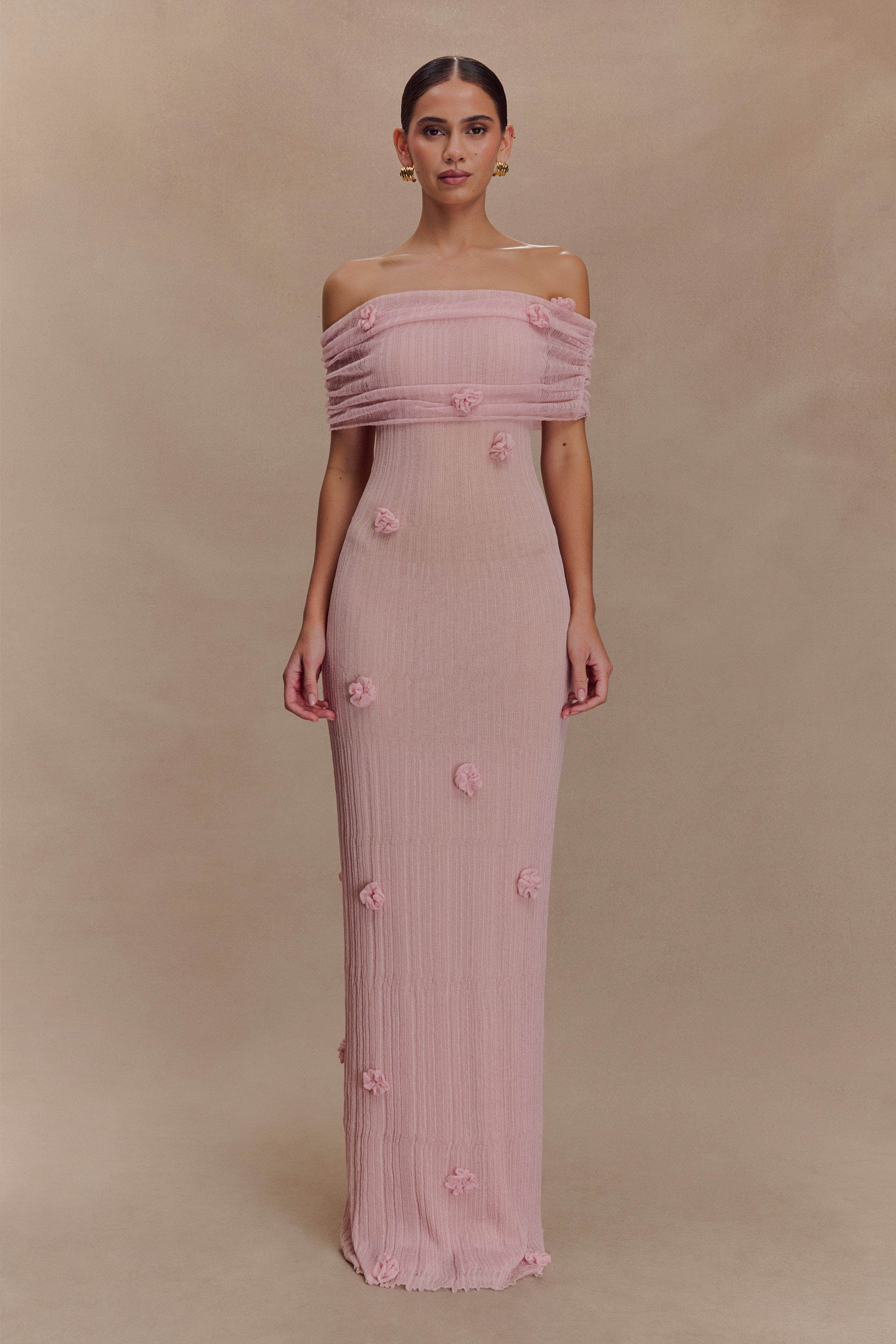 Brynn Orchid Knit Maxi Dress / Pastel Pink | MESHKI