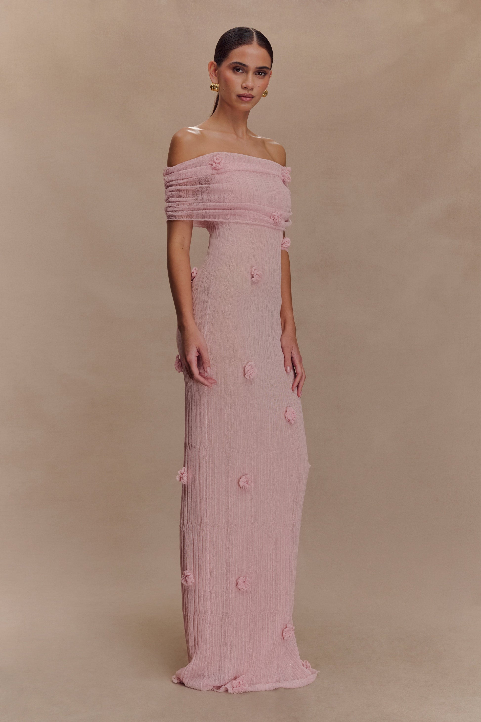 pink knit off the shoulder dress Alivya Off-Shoulder Knit Mini Dress Pink