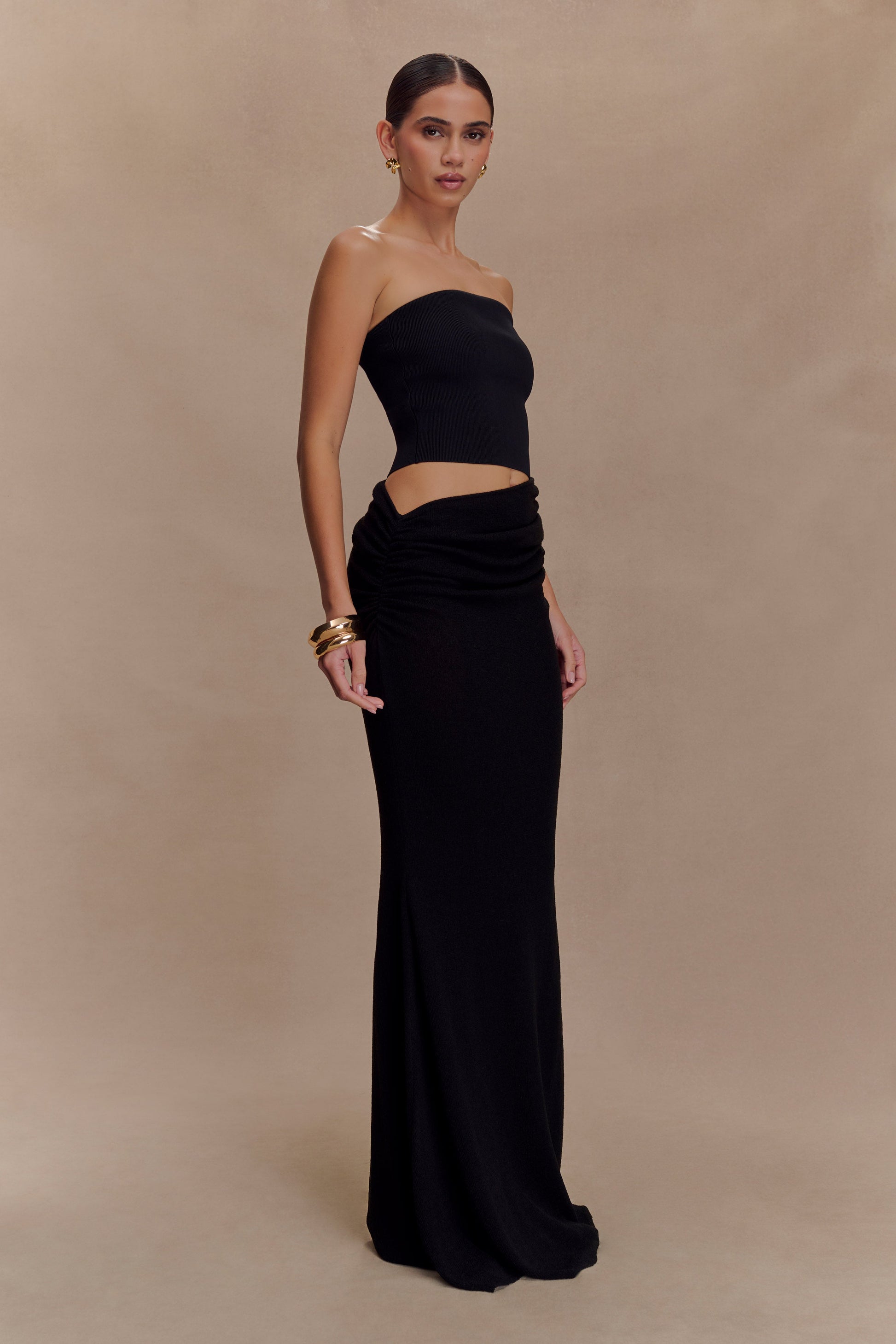 Jasiel Strapless Knit Maxi Dress / Black | MESHKI | L Jasiel Strapless Knit Maxi Dress / Black | MESHKI | L