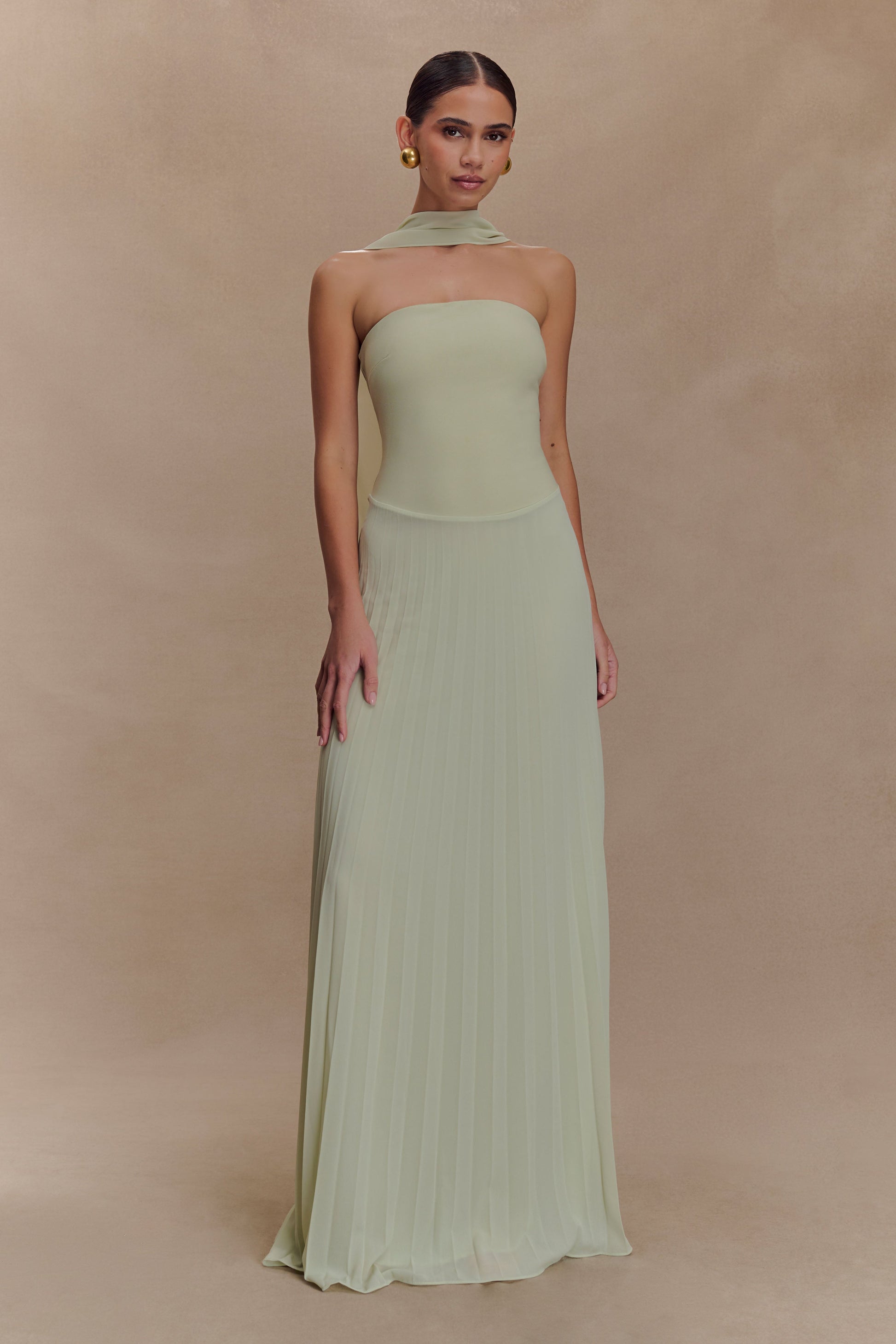 Caira Chiffon Scarf Maxi Dress / Sage | MESHKI | XXS Caira Chiffon Scarf Maxi Dress / Sage | MESHKI | XXS