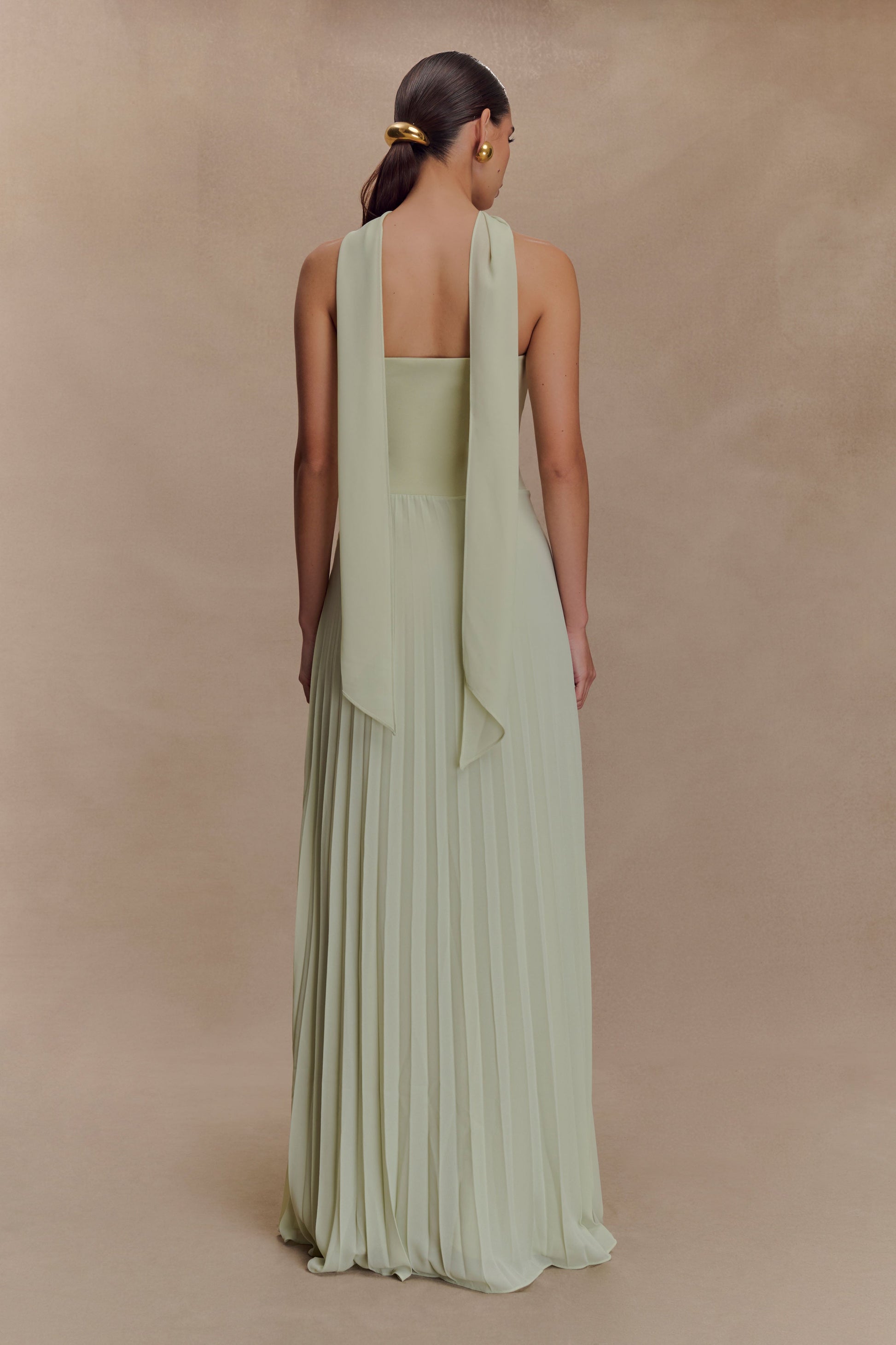 Caira Chiffon Scarf Maxi Dress / Sage | MESHKI