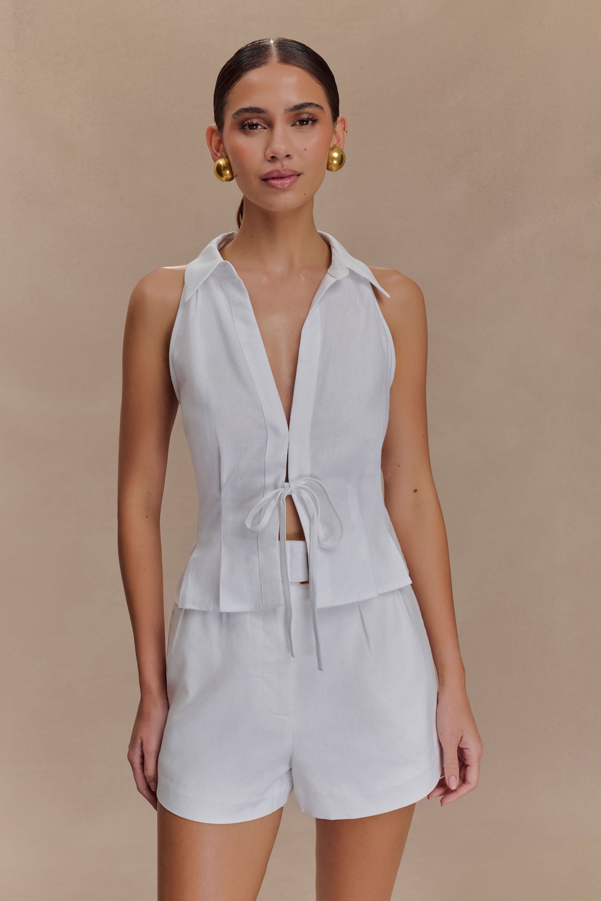 Scout Linen Belted Shorts / White | Meshki | XXL Scout Linen Belted Shorts / White | Meshki | XXL