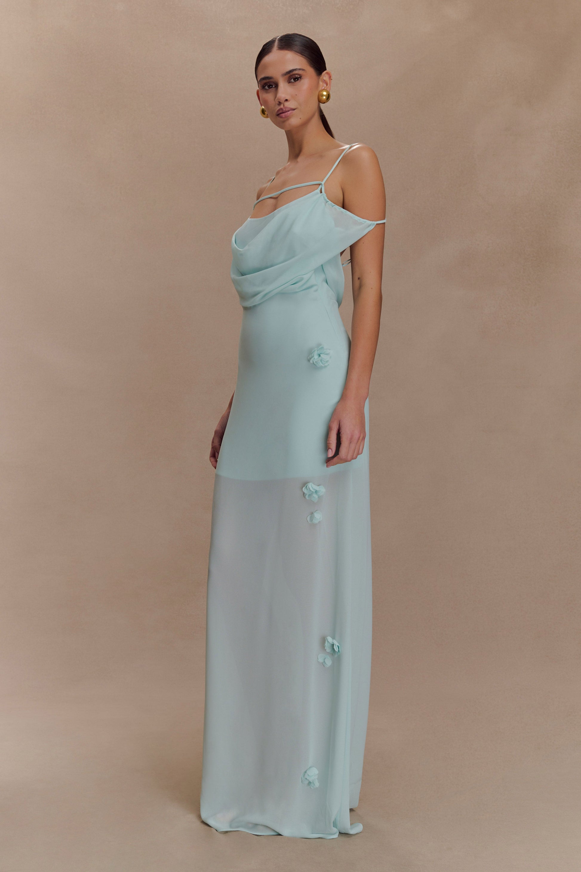 Rosalie Floral Chiffon Maxi Dress / Lagoon | Meshki | XXS Rosalie Floral Chiffon Maxi Dress / Lagoon | Meshki | XXS