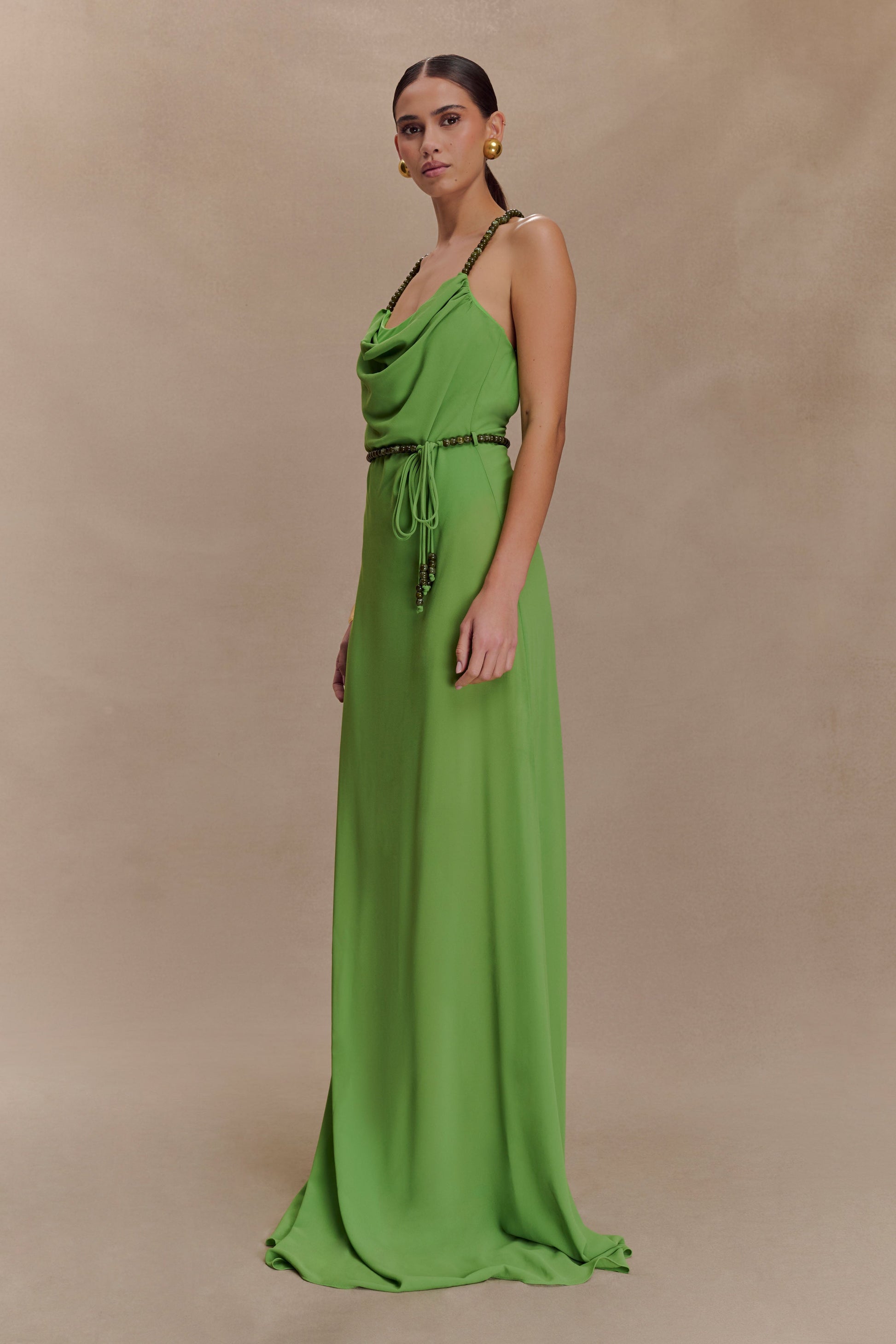 Elaine Chiffon Beaded Maxi Dress / Green | Meshki | M Elaine Chiffon Beaded Maxi Dress / Green | Meshki | M