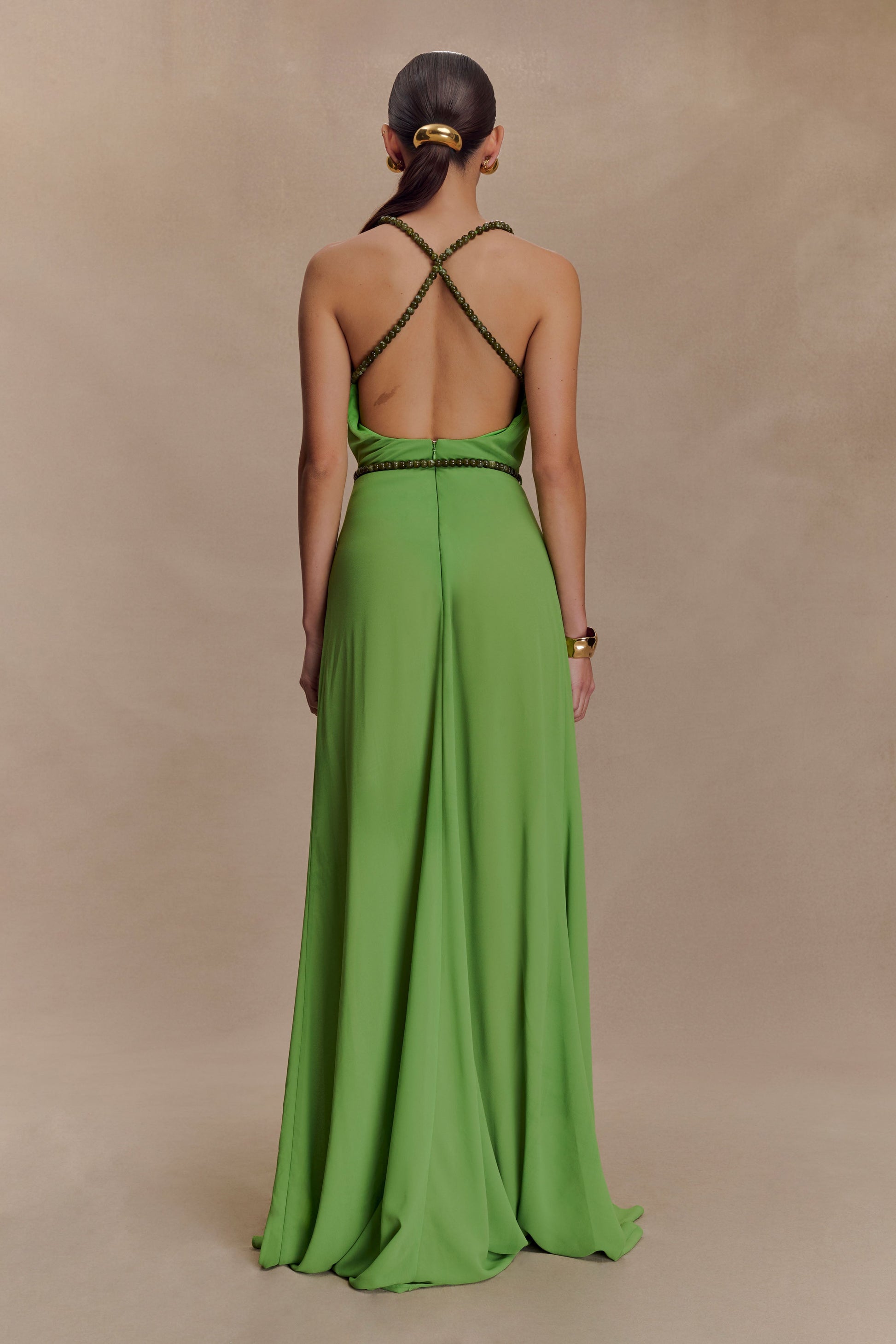 Elaine Chiffon Beaded Maxi Dress / Green | MESHKI | L Elaine Chiffon Beaded Maxi Dress / Green | MESHKI | L