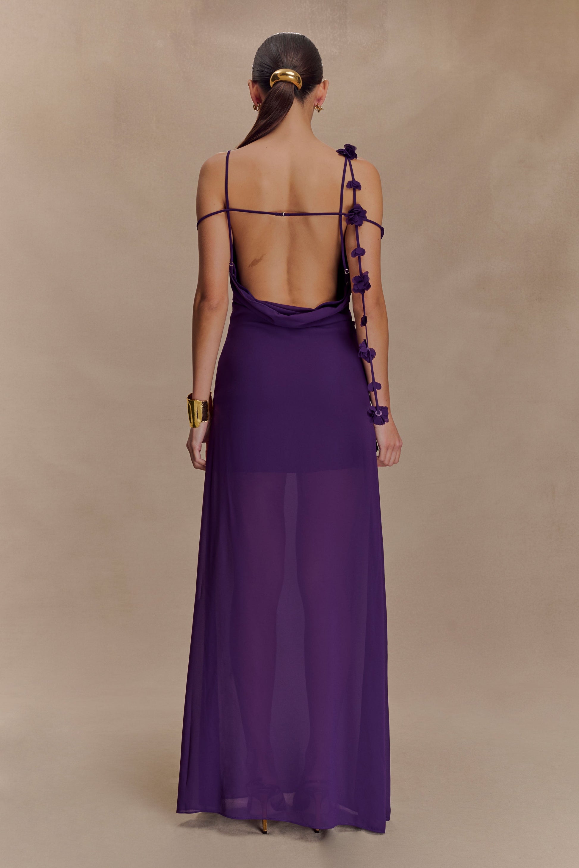 Rosalie Floral Chiffon Maxi Dress / Purple | MESHKI