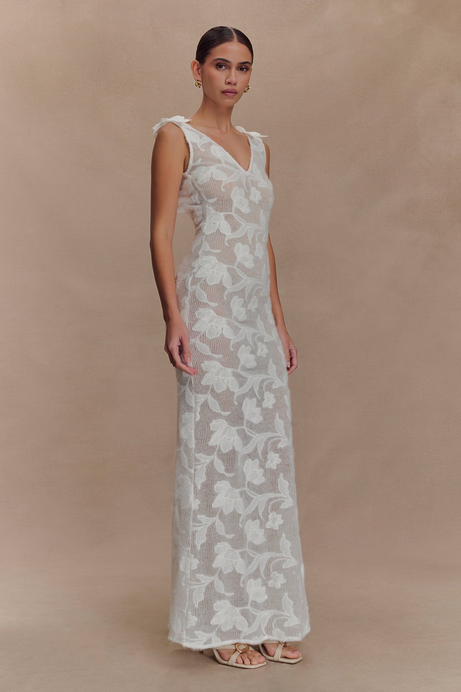 Cornelia Floral Sheer Maxi Dress - Ivory | MESHKI US Cornelia Floral Sheer Maxi Dress - Ivory | MESHKI US
