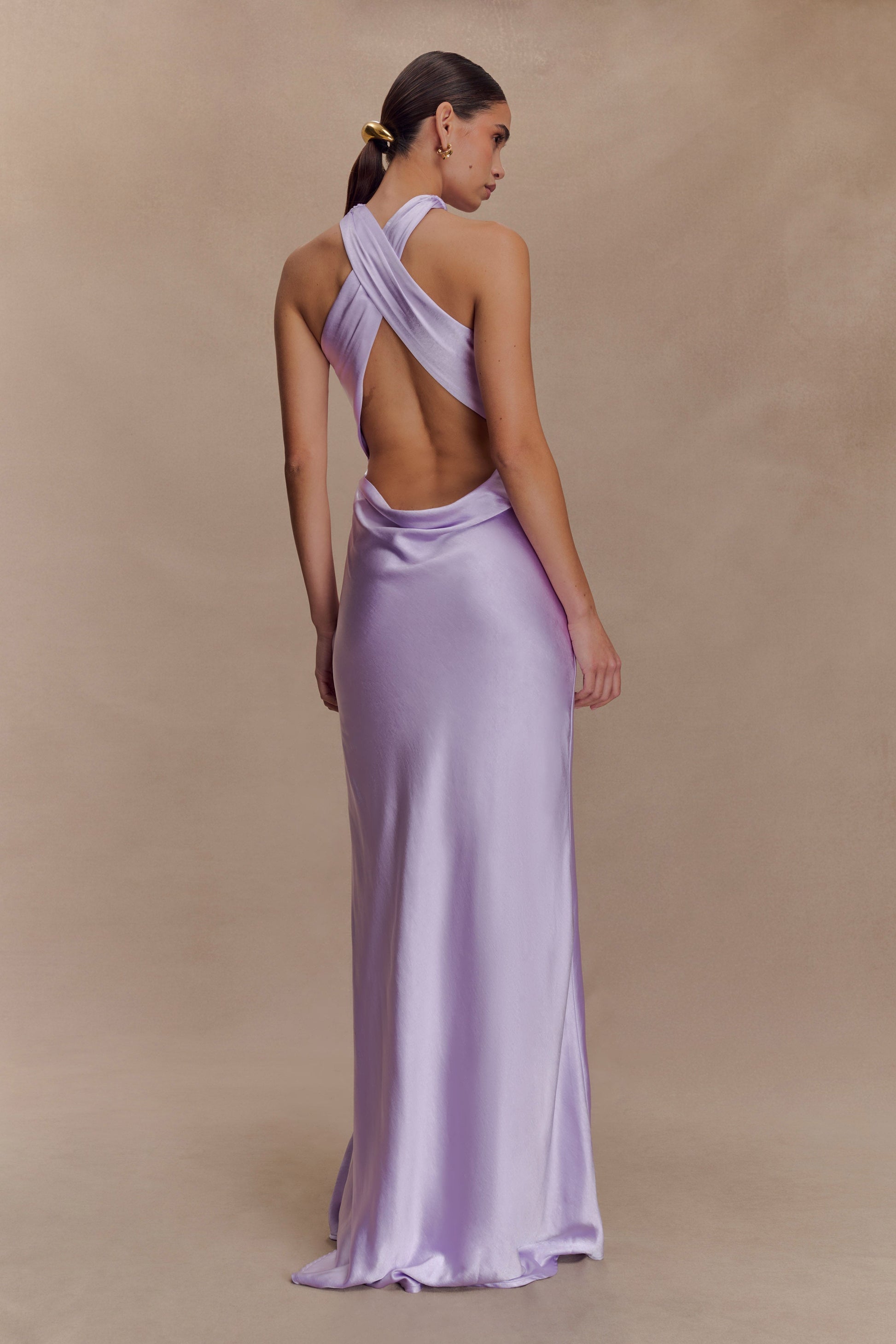 Phyllis Satin Halter Maxi Dress / Lilac | Meshki | Xs Phyllis Satin Halter Maxi Dress / Lilac | Meshki | Xs