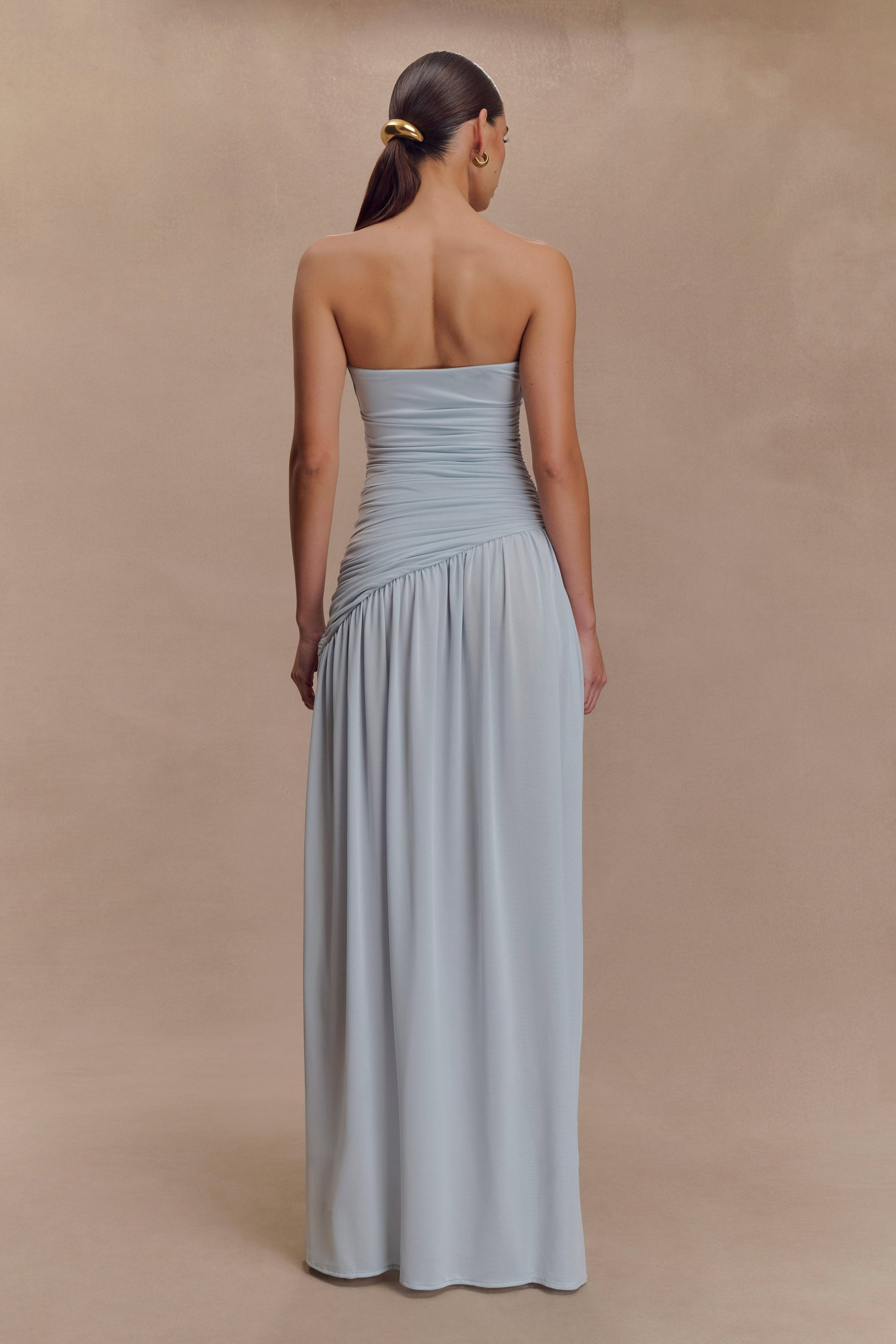 blue maxi dress with split Pastel Blue Sequin Ruffle Split Maxi Dress Selene Dress