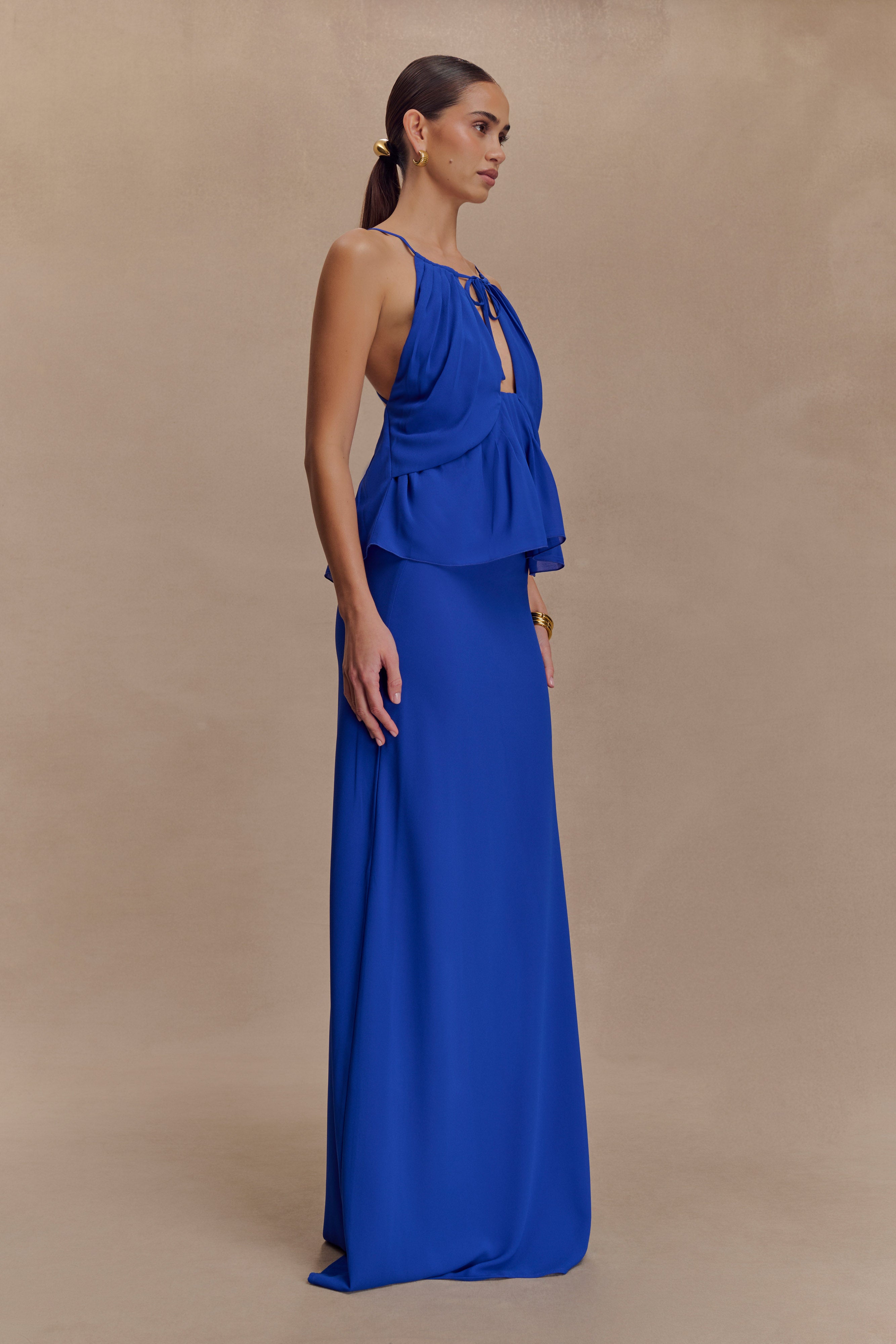 Katalina Chiffon Maxi Skirt - Cobalt Blue | MESHKI US
