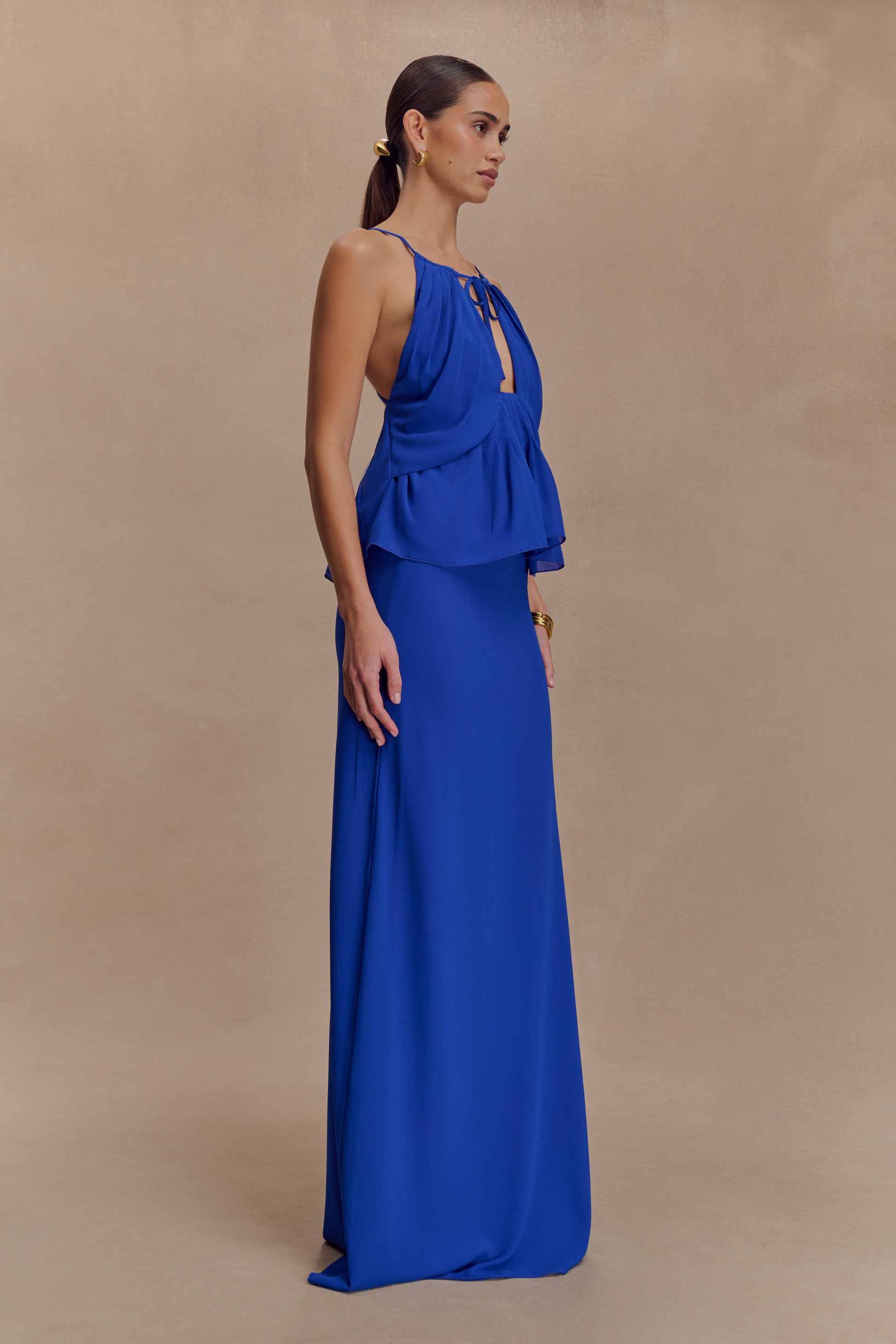 Katalina Chiffon Maxi Skirt / Cobalt Blue | MESHKI