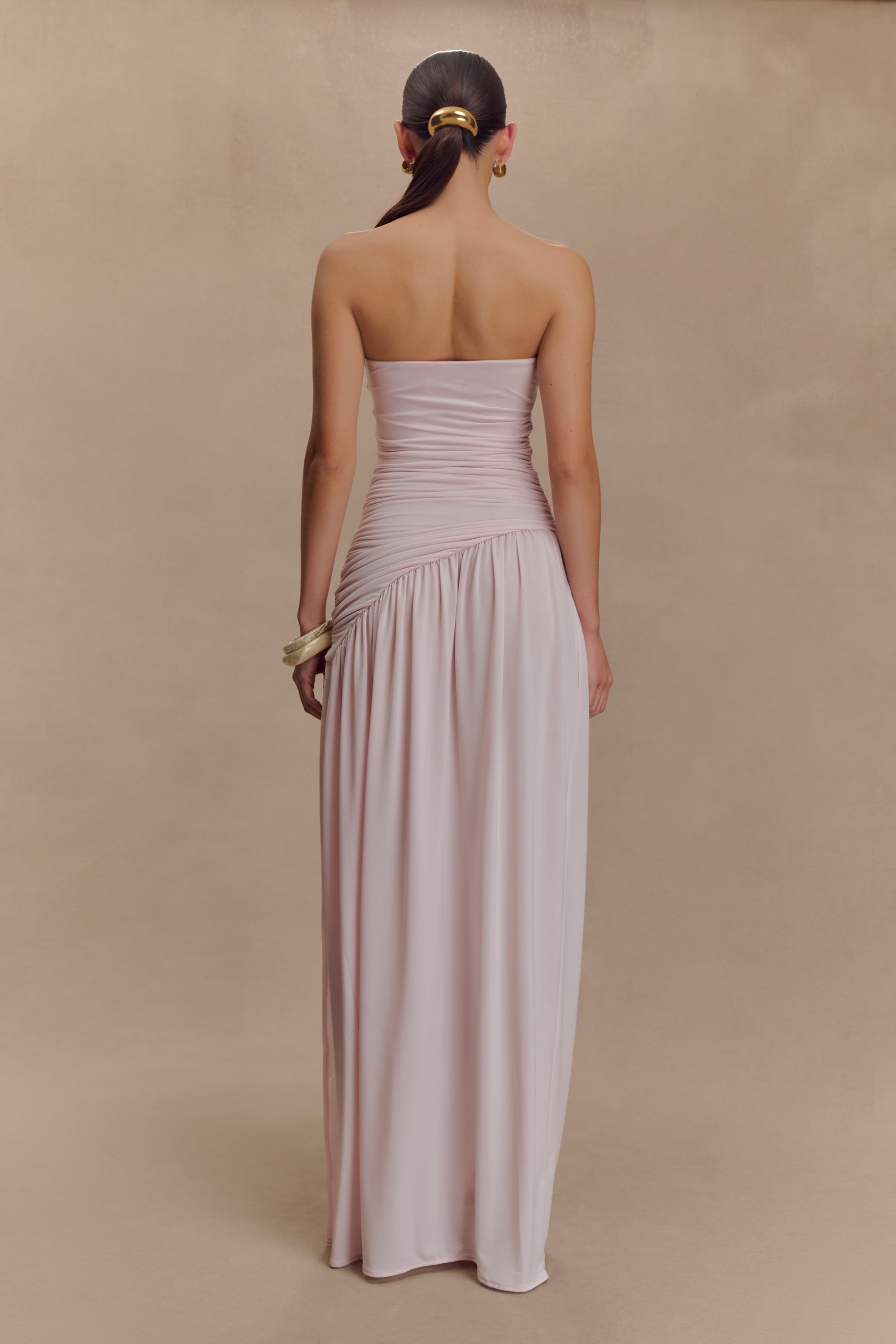 pink maxi dress with split Serif Ruffle Trim Split Maxi Dress Pink