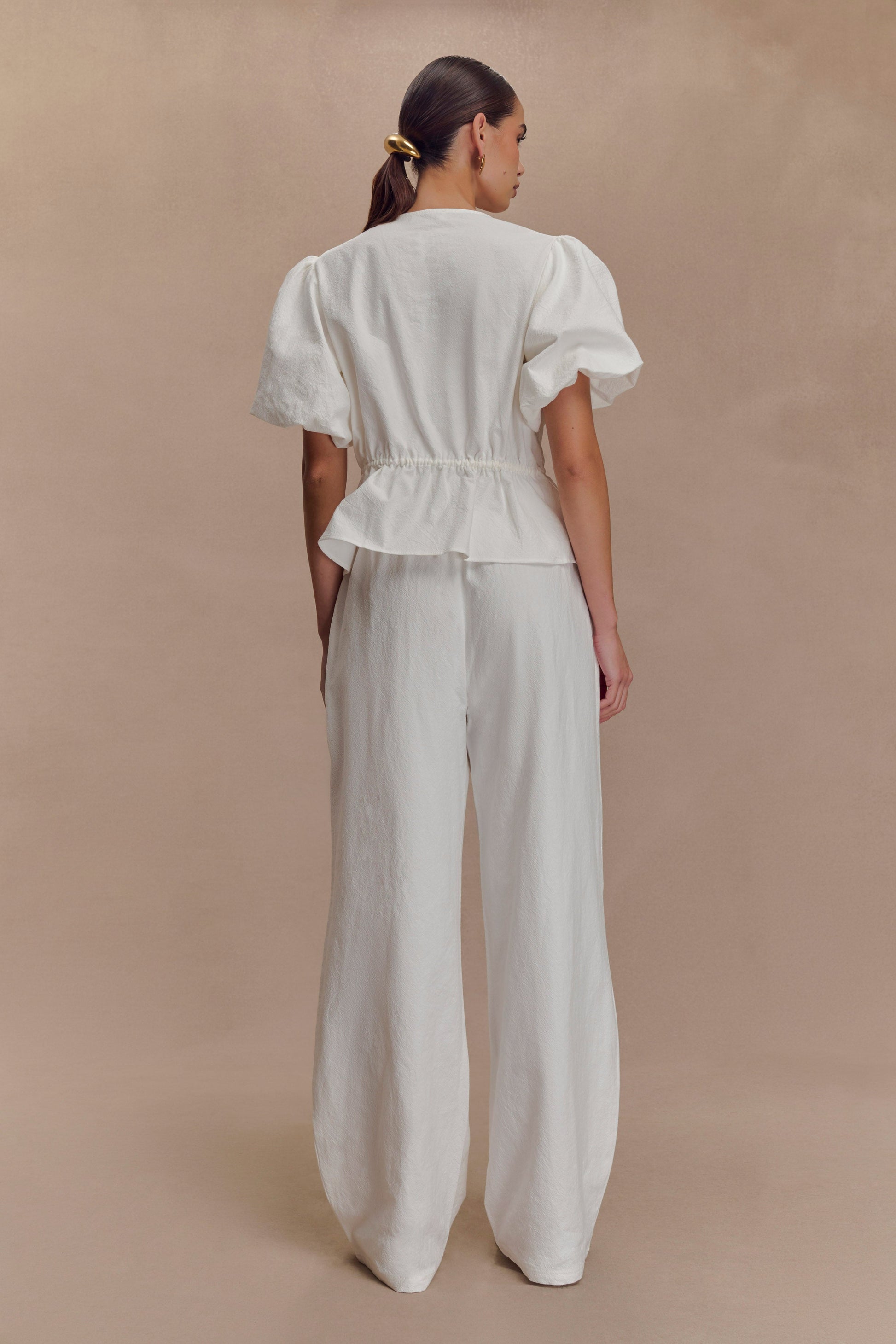 Janayia Cotton Wide Leg Pants - White #5