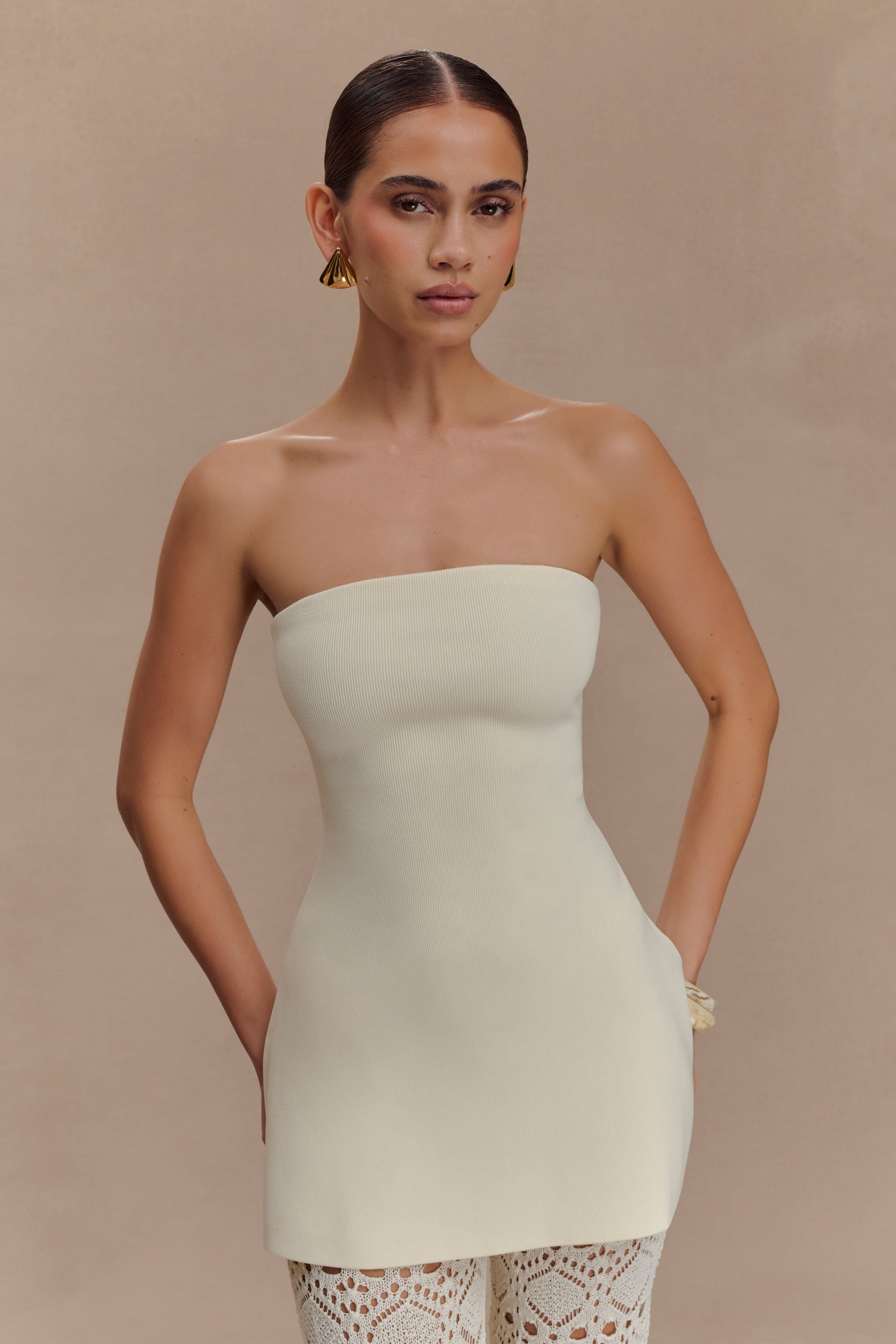 Anette Bandage Knit Strapless Top - Ivory Anette Bandage Knit Strapless Top - Ivory