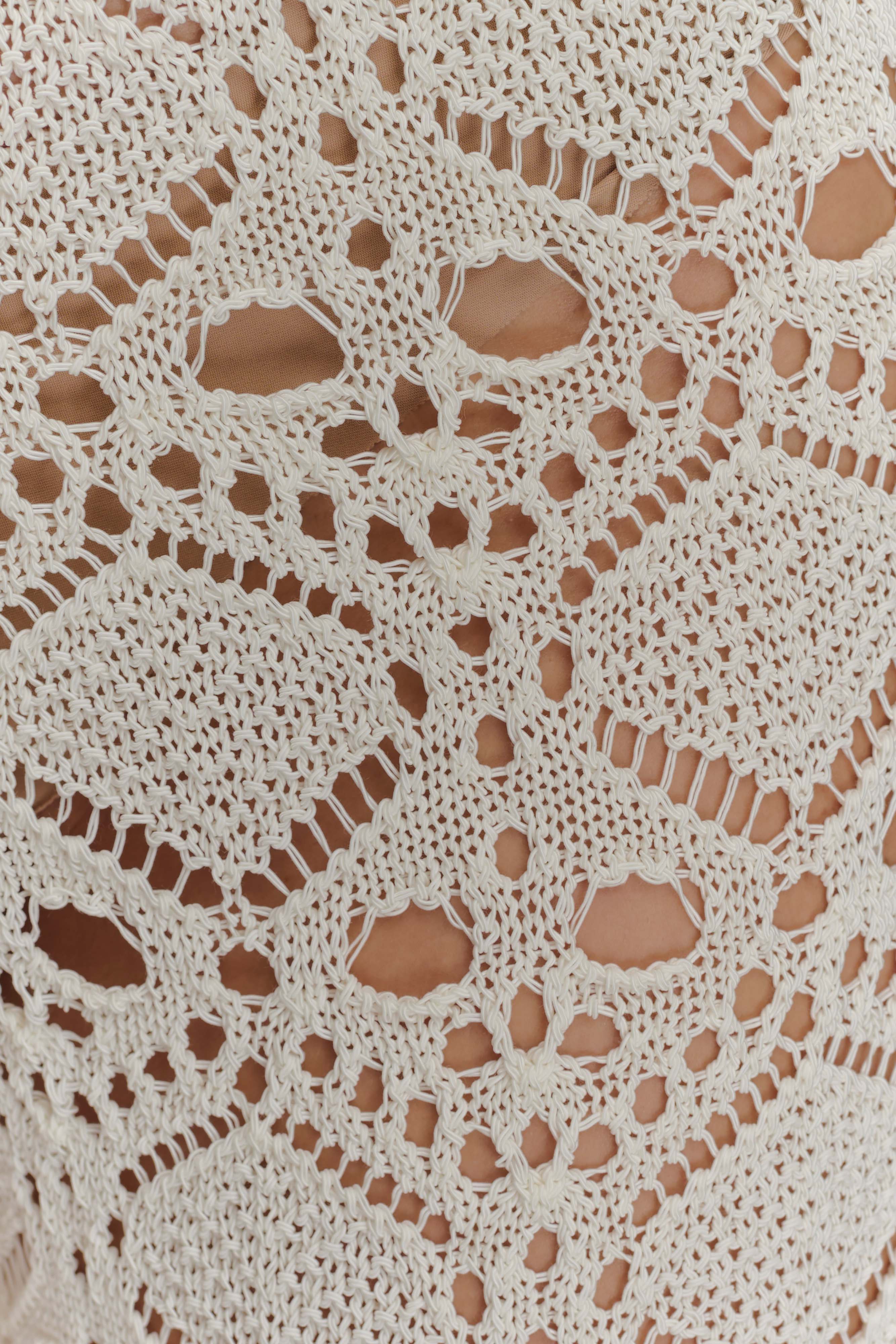 Trena Crochet Knit Pants - Ivory | MESHKI US