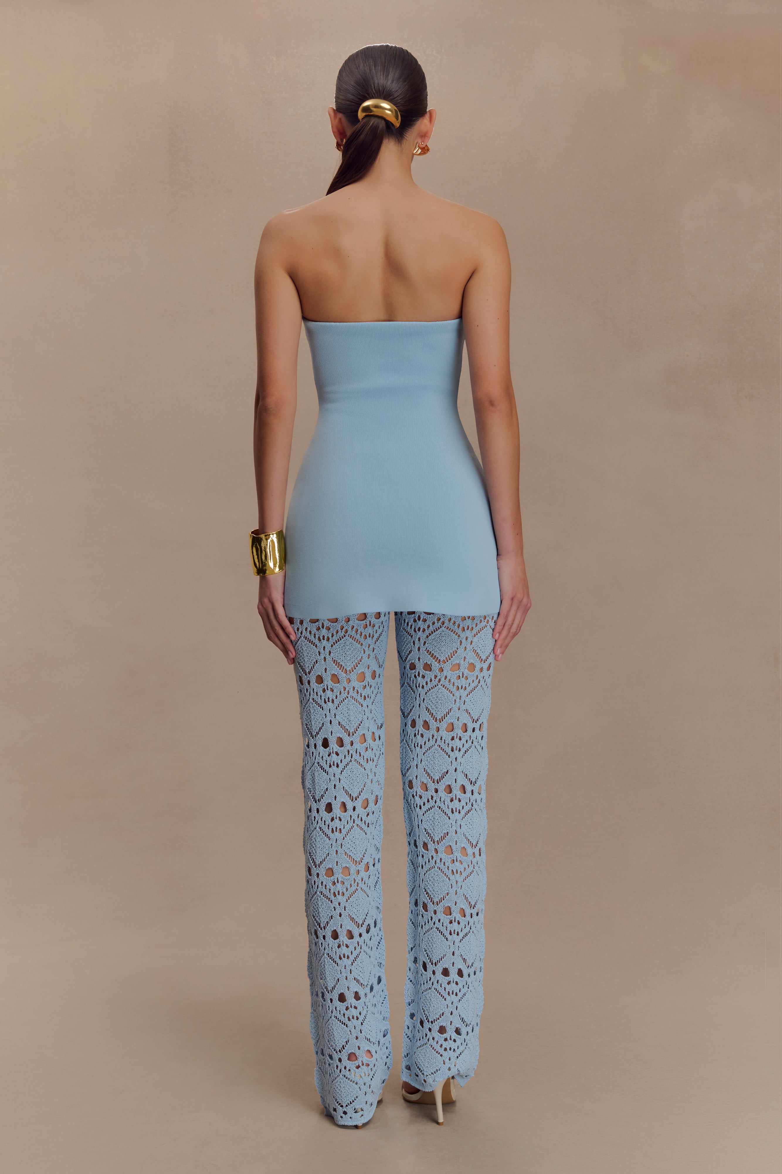 Trena Crochet Knit Pants - Sky Blue | MESHKI US