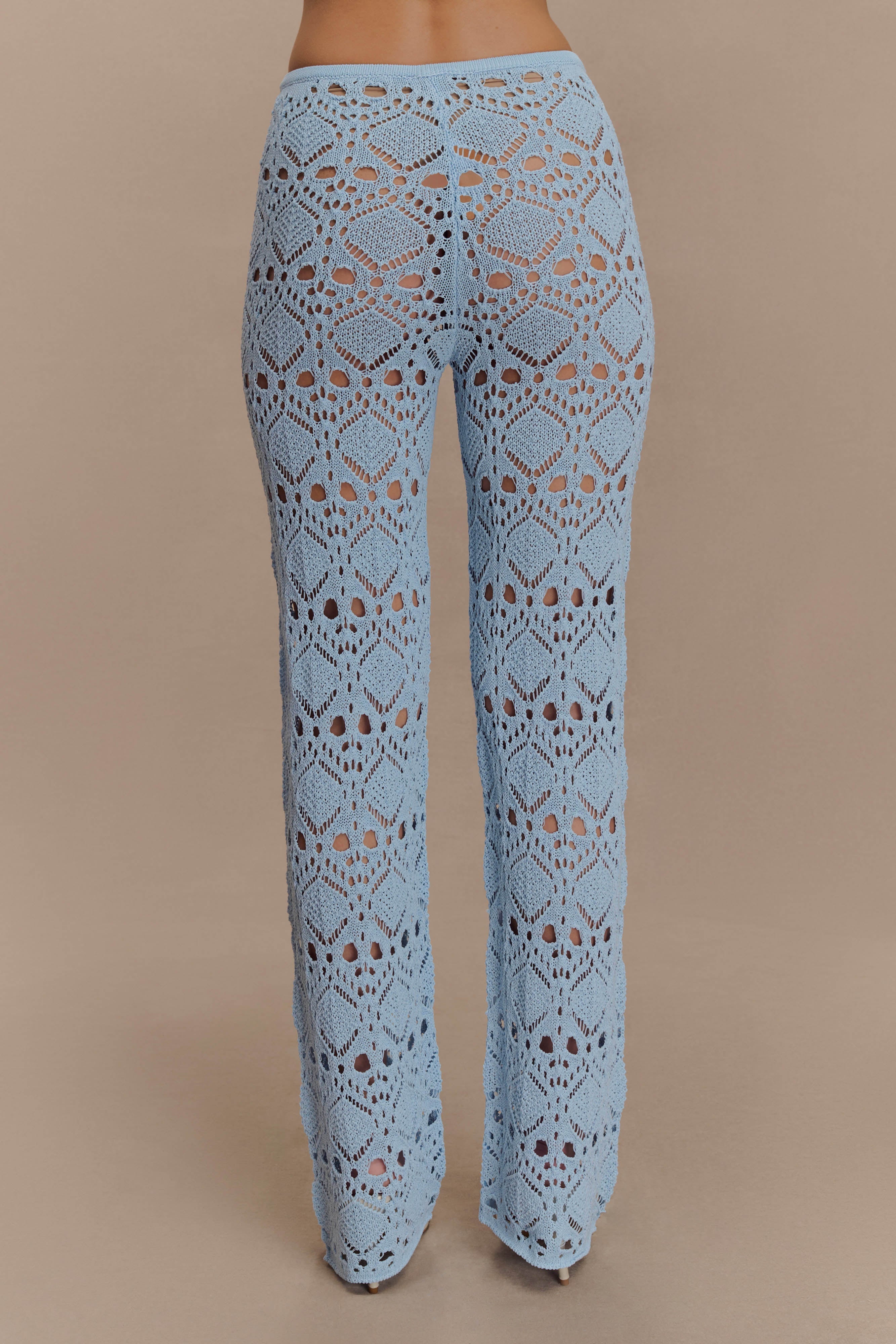 Trena Crochet Knit Pants - Sky Blue | MESHKI US